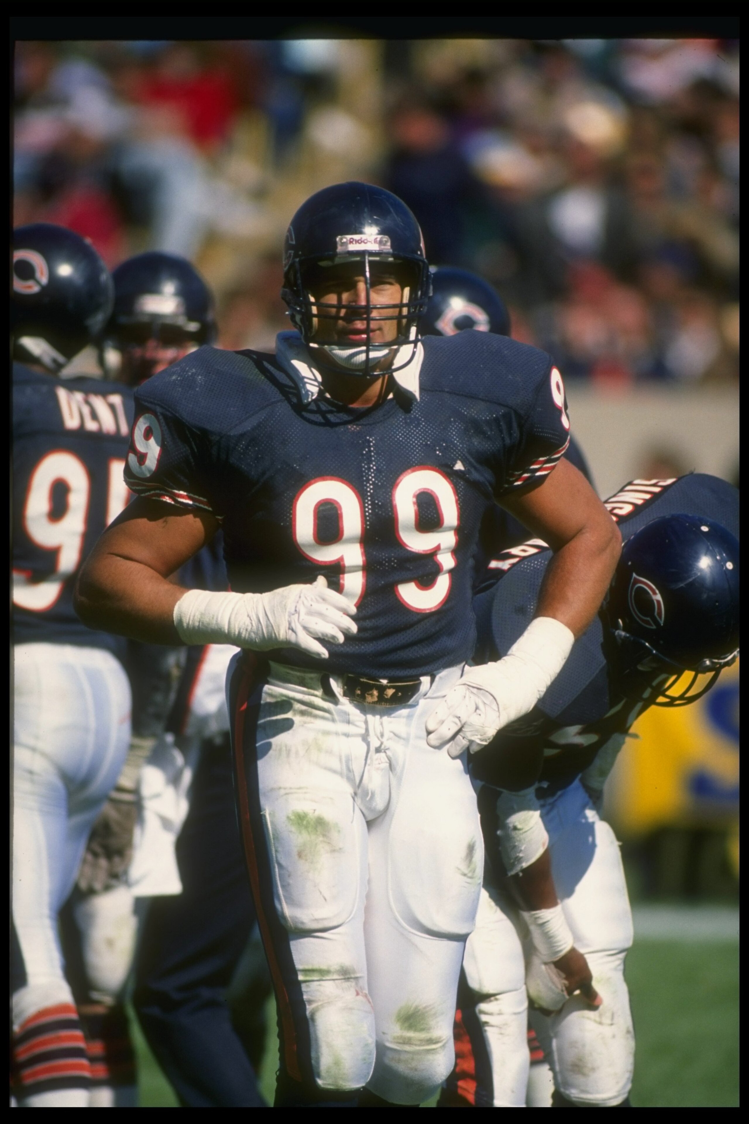 23 Sep 1990:  Defensive lineman Dan Hampton of the Chicago Bears looks on during a game against the Minnesota Vikings at Soldier Field in Chicago, Illinois.  The Bears won the game, 19-16. Mandatory Credit: Jonathan Daniel  /Allsport