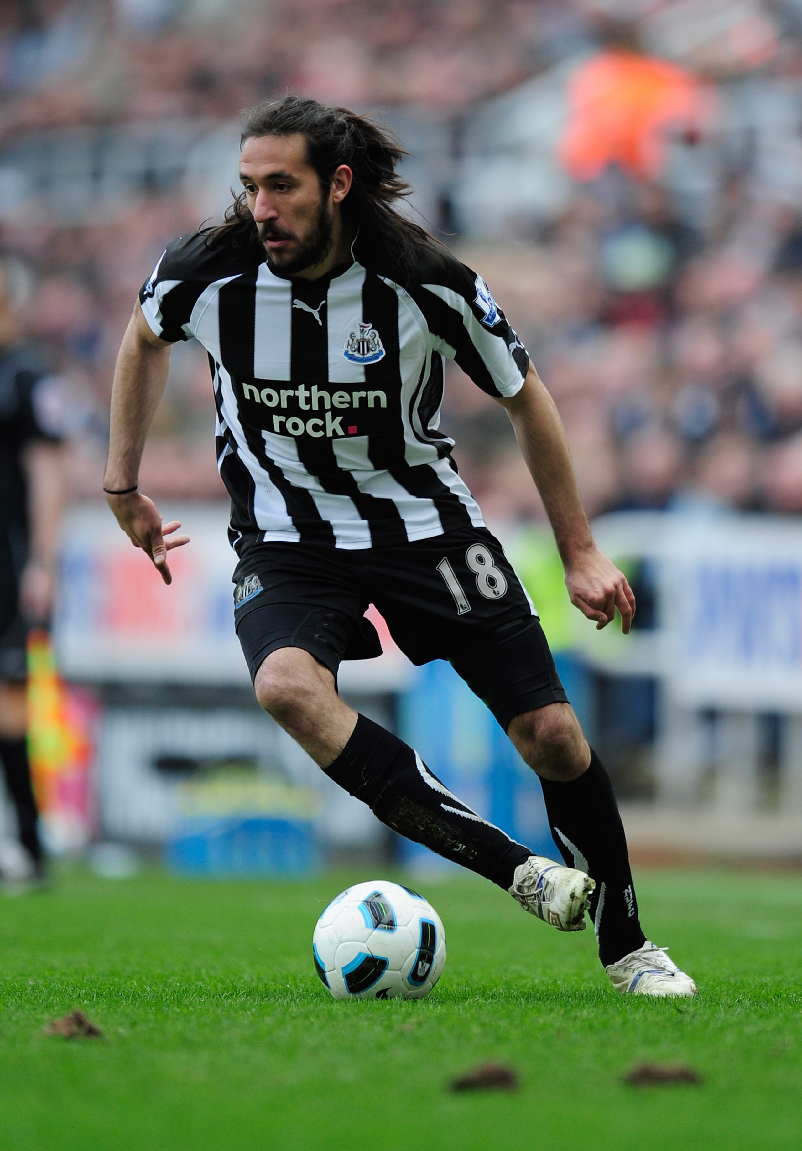 NEWCASTLE UPON TYNE, ENGLAND - MARCH 05:  Jonas Gutierrez of Newcastle in action during the Barclays Premier League match between Newcastle United and Everton at St James' Park on March 5, 2011 in Newcastle upon Tyne, England.  (Photo by Jamie McDonald/Ge