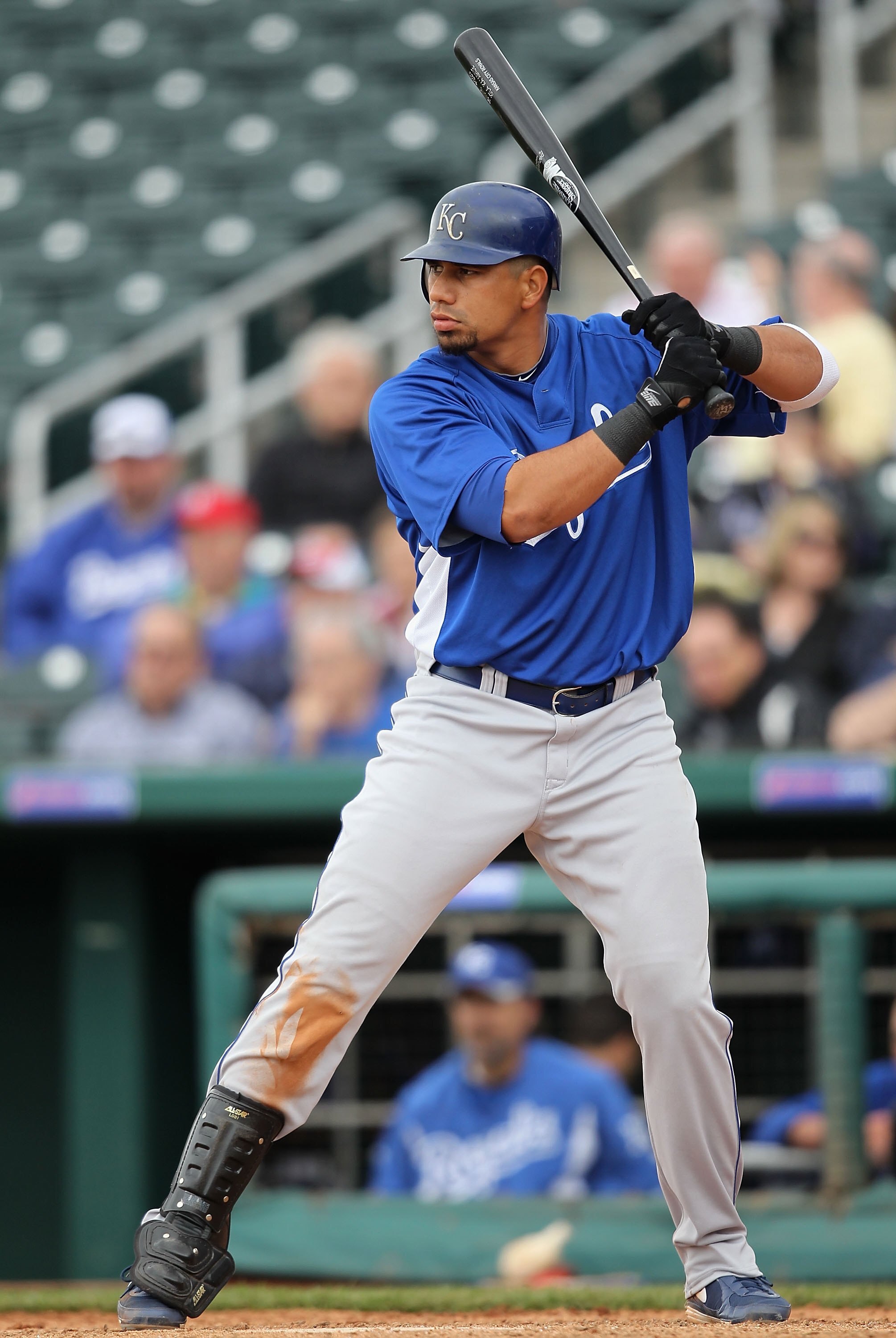 GOODYEAR, AZ - MARCH 08:  Kila Ka'aihue #25 of the Kansas City Royals bats against the Cincinnati Reds during the MLB spring training game at Goodyear Ballpark on March 8, 2010 in Goodyear, Arizona.  The Reds defeated the Royals 14-5.  (Photo by Christian