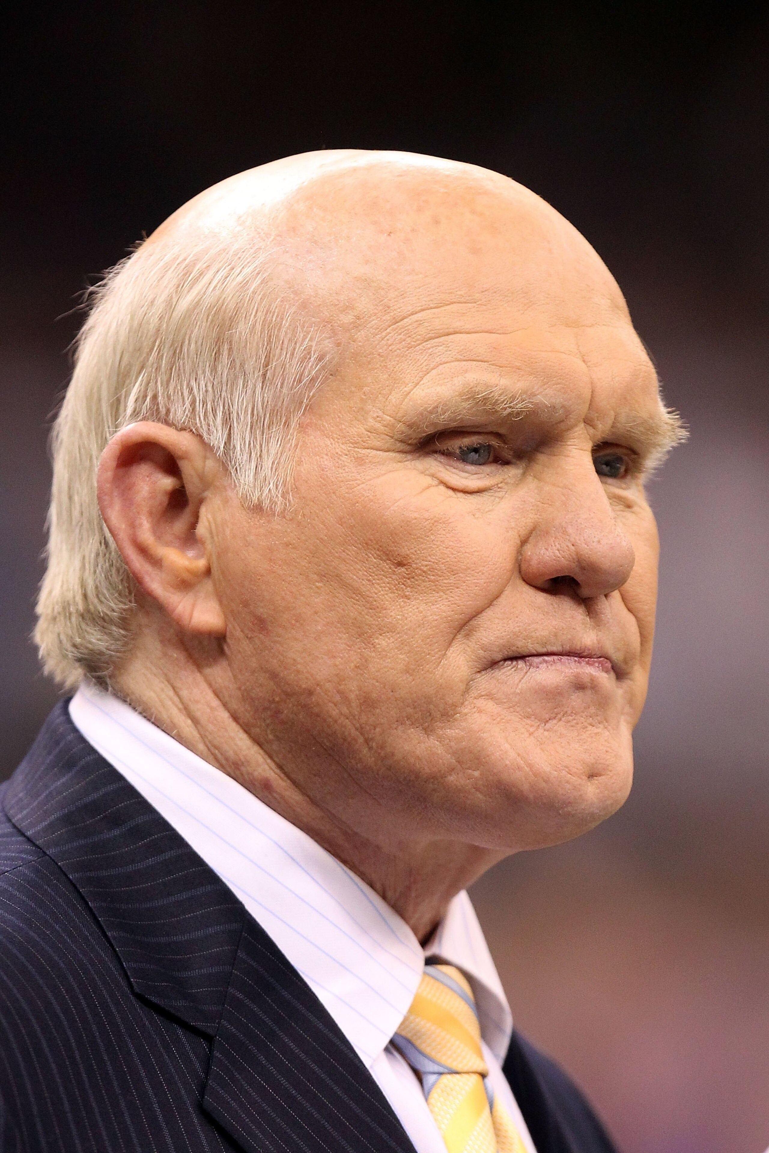 NEW ORLEANS - JANUARY 24:  Hall of Fame quarterback and current Fox Sports football analyst Terry Bradshaw looks on as the New Orleans Saints play against the Minnesota Vikings during the NFC Championship Game at the Louisiana Superdome on January 24, 201