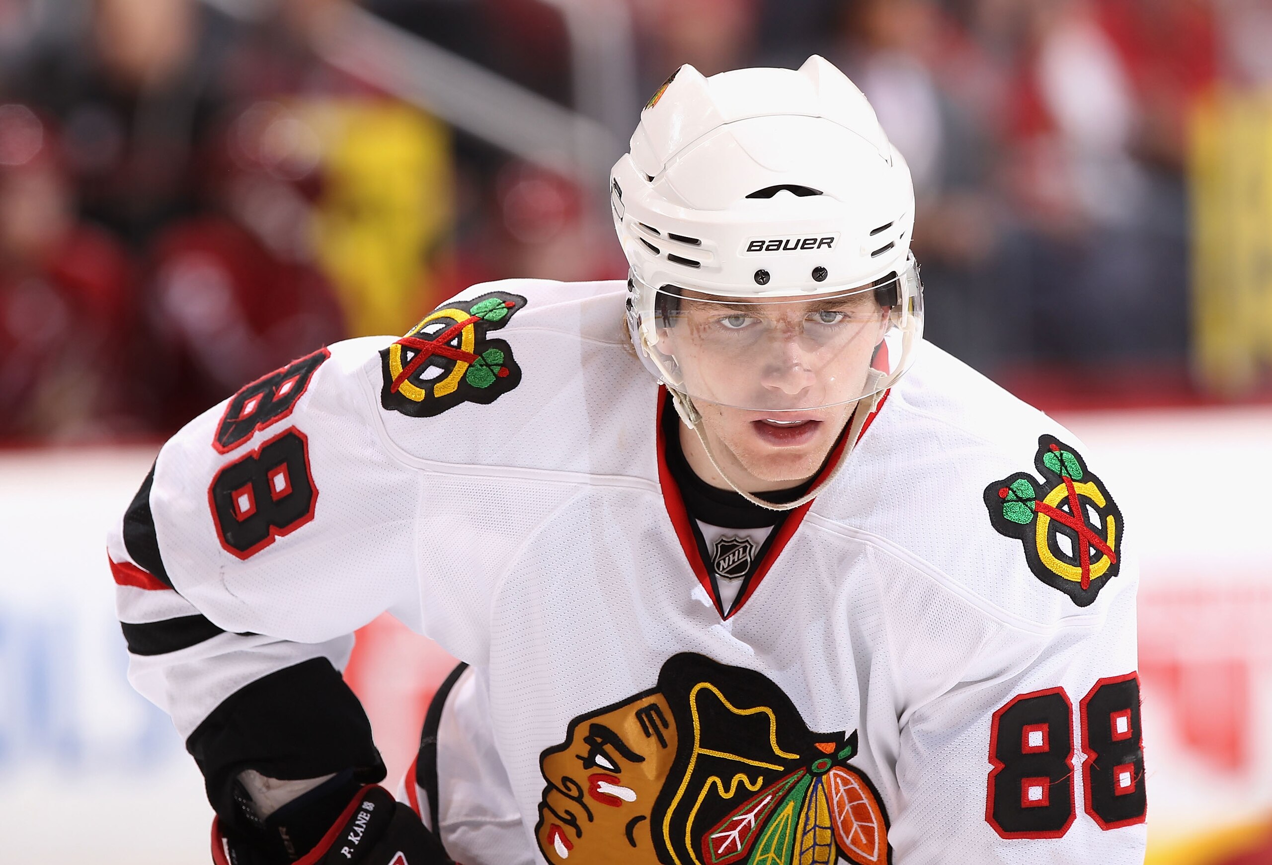 GLENDALE, AZ - MARCH 20:  Patrick Kane #88 of the Chicago Blackhawks during the NHL game against the Phoenix Coyotes at Jobing.com Arena on March 20, 2011 in Glendale, Arizona. The Blackhawks defeated the Coyotes 2-1.  (Photo by Christian Petersen/Getty I