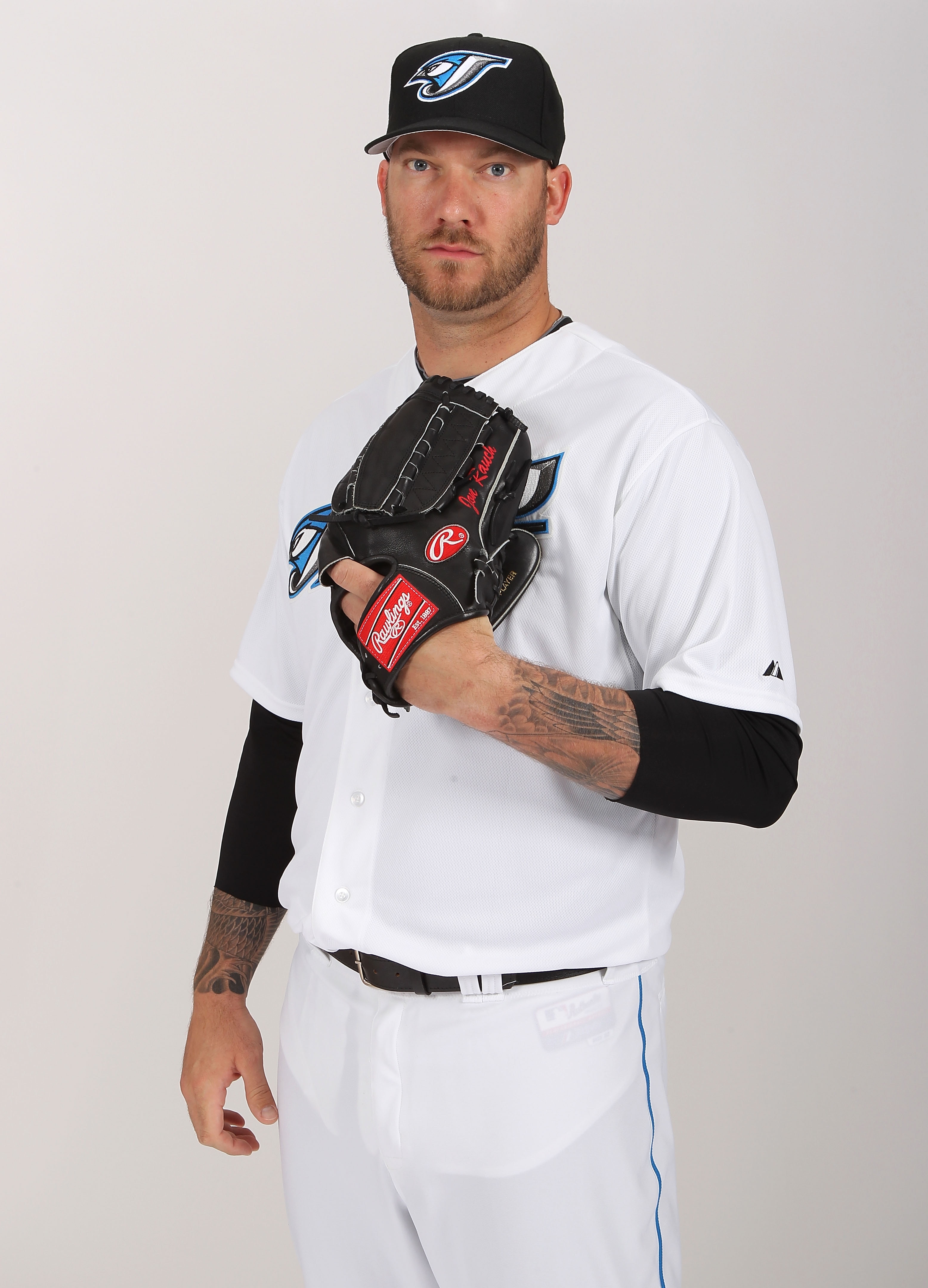 DUNEDIN, FL - FEBRUARY 20:  Jon Rauch #60 of the Toronto Blue Jays poses during photo day at Florida Auto Exchange Stadium on February 20, 2011 in Dunedin, Florida.  (Photo by Nick Laham/Getty Images)