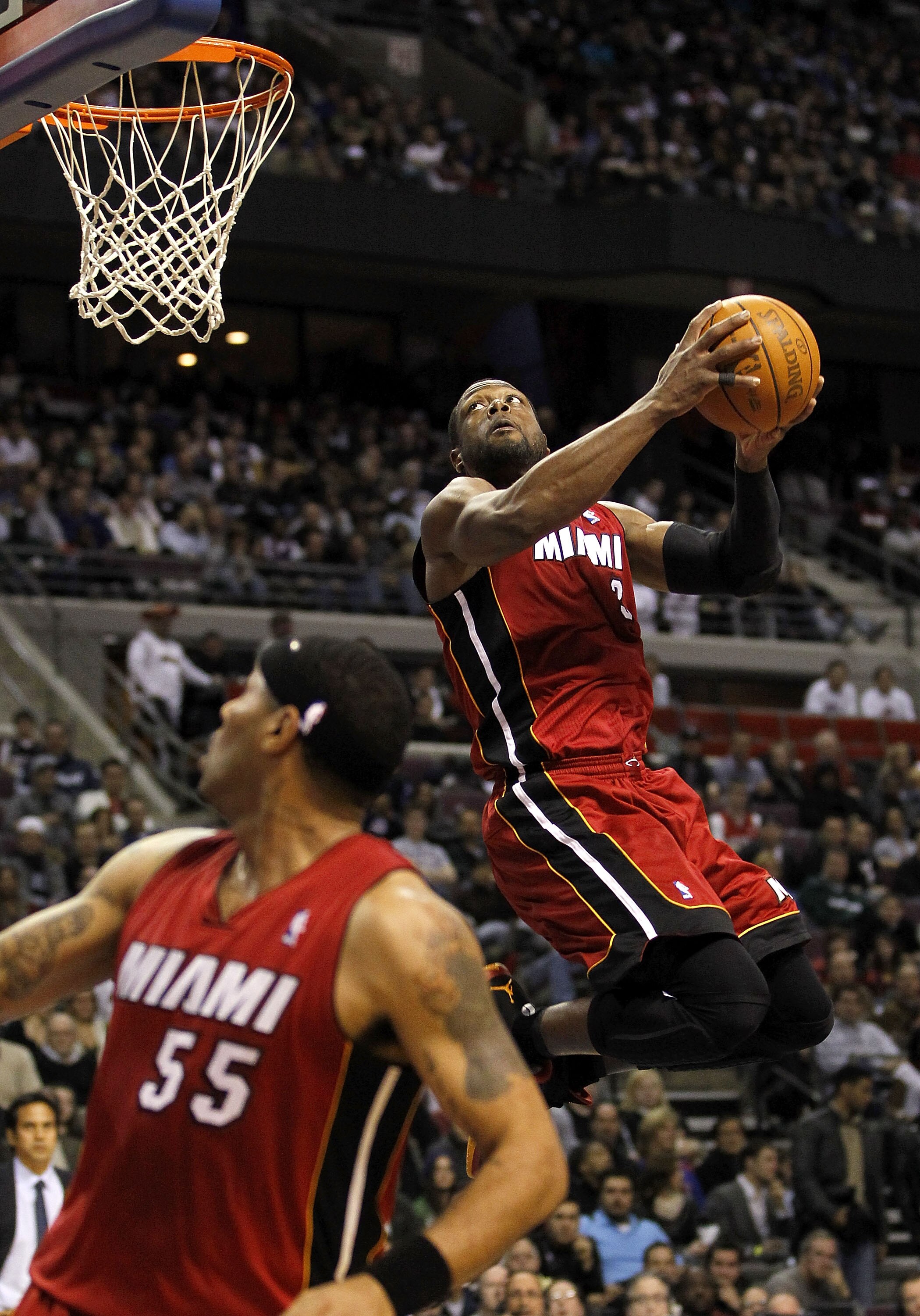 AUBURN HILLS, MI - MARCH 23: Dwyane Wade #3 of the Miami Heat gets in for a dunk while playing the Detroit Pistons at The Palace of Auburn Hills on March 23, 2011 in Auburn Hills, Michigan. NOTE TO USER: User expressly acknowledges and agrees that, by dow AUBURN HILLS, MI - MARCH 23: Dwyane Wade #3 of the Miami Heat gets in for a dunk while playing the Detroit Pistons at The Palace of Auburn Hills on March 23, 2011 in Auburn Hills, Michigan. NOTE TO USER: User expressly acknowledges and agrees that, by dow