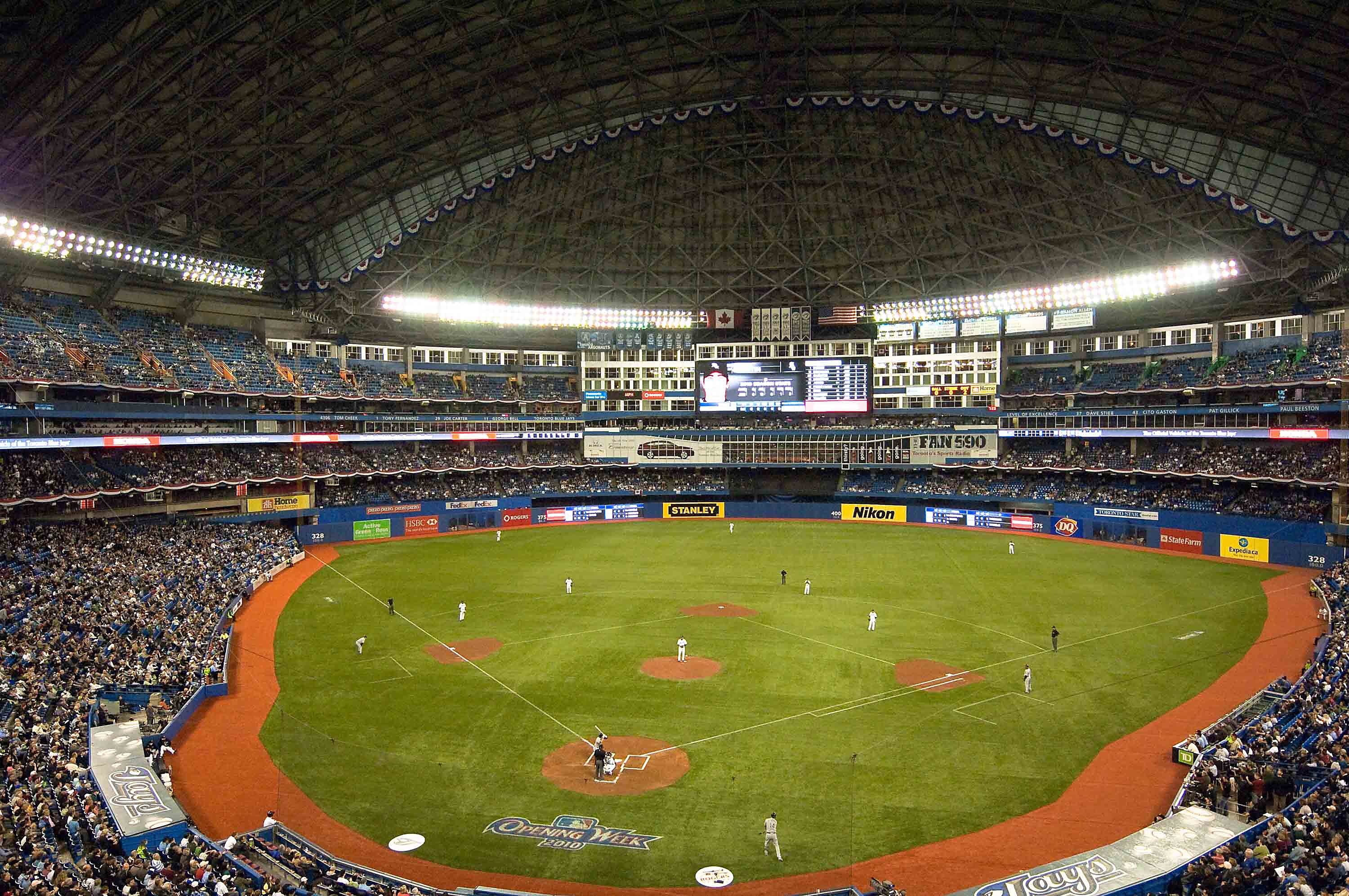 TORONTO - APRIL 12:  A general view of the first pitch being thrown during the Chicago White Sox and the Toronto Blue Jays opener at the Rogers Centre on April 12, 2010 in Toronto, Ontario, Canada.  (Photo By A.J. Messier/Getty Images)