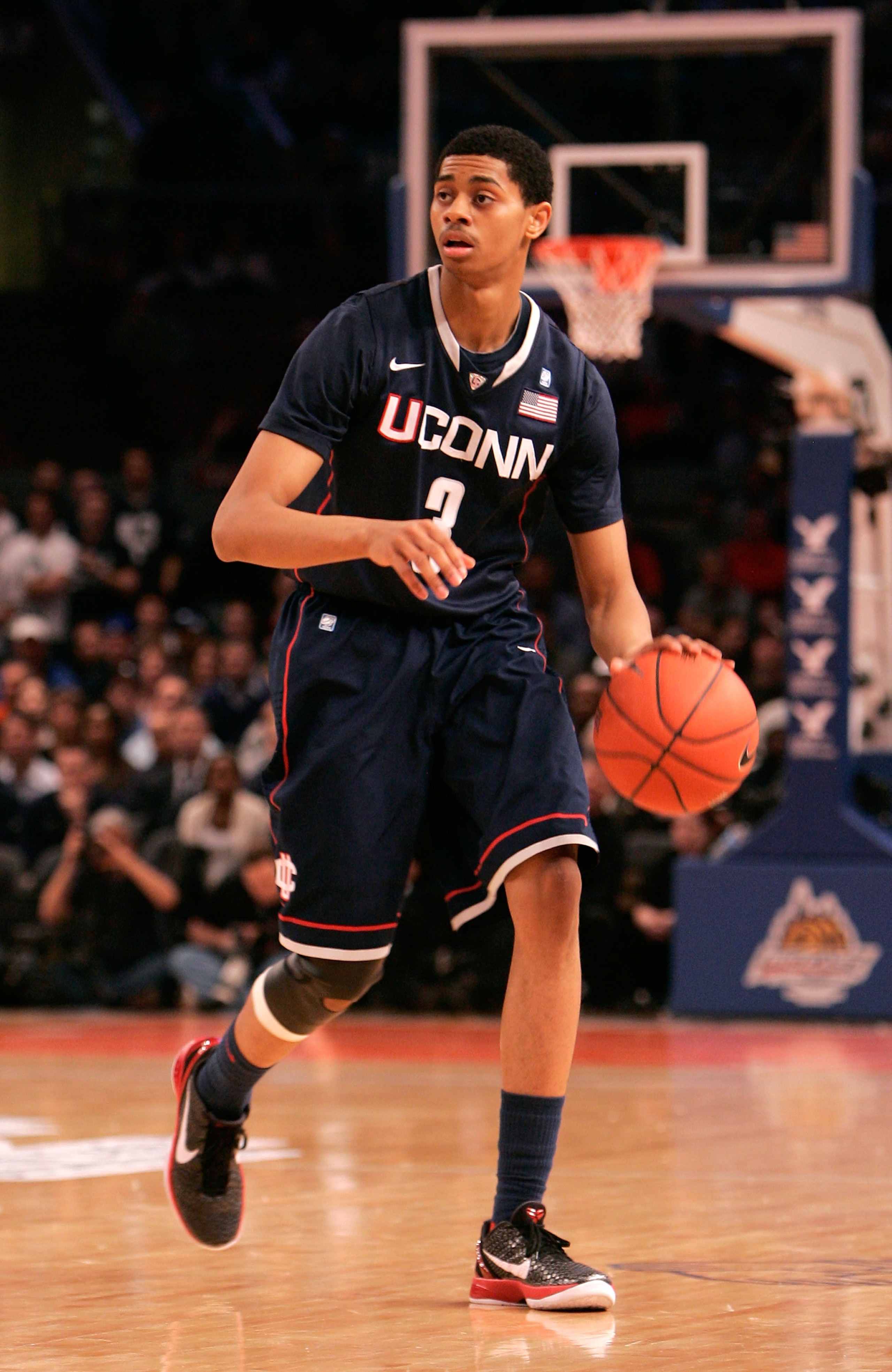 NEW YORK, NY - MARCH 10: Jeremy Lamb #3 of the Connecticut Huskies brings the ball up court against the Pittsburgh Panthers during the quarterfinals of the 2011 Big East Men's Basketball Tournament presented by American Eagle Outfitters  at Madison Square