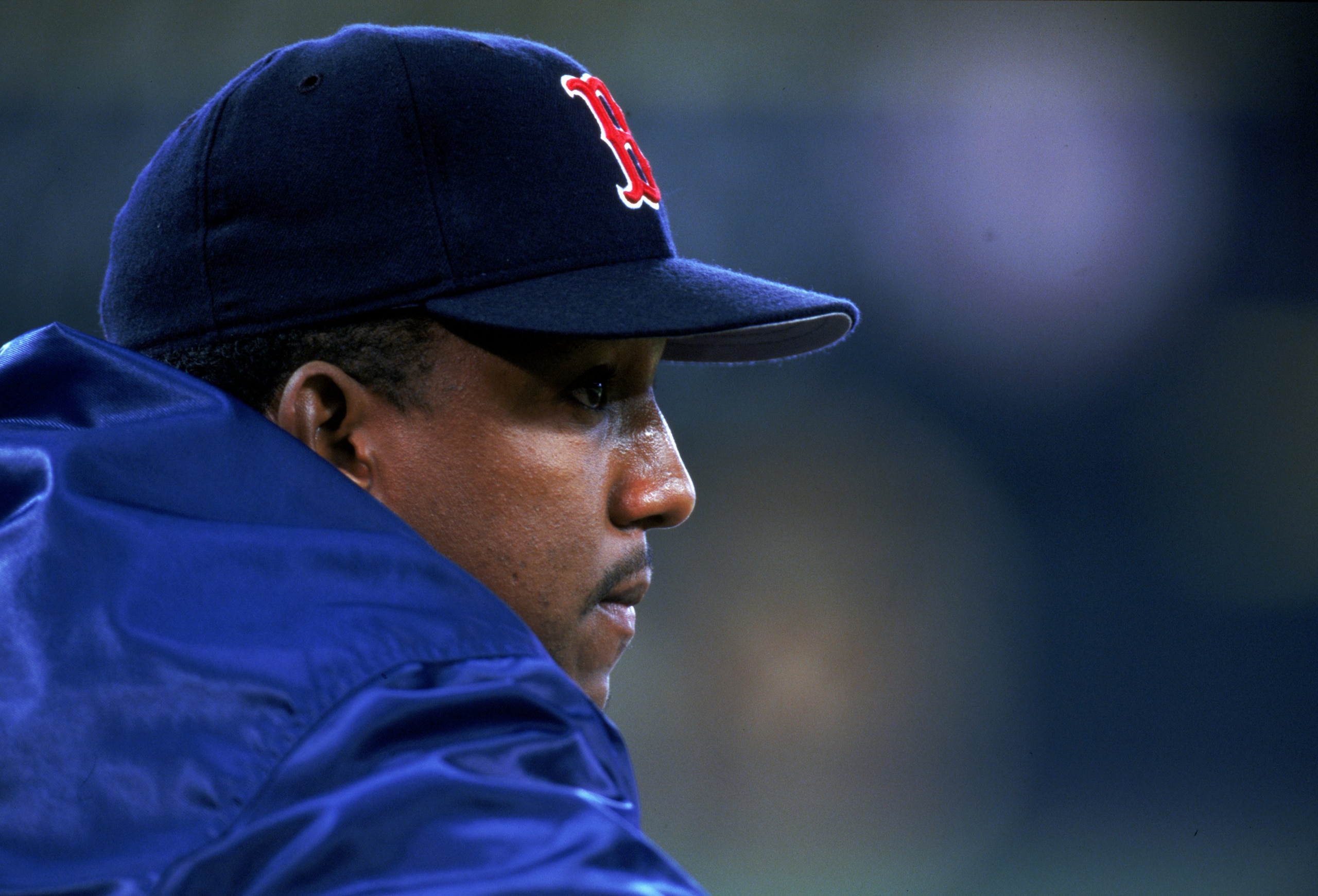 5 Sep 1999: Pedro Martinez #45 of the Boston Red Sox looks on the field during a game against the Seattle Mariners at the Safeco Field in Seattle, Washington. The Red Sox defeated the Mariners 9-7. Mandatory Credit: Otto Greule Jr.  /Allsport