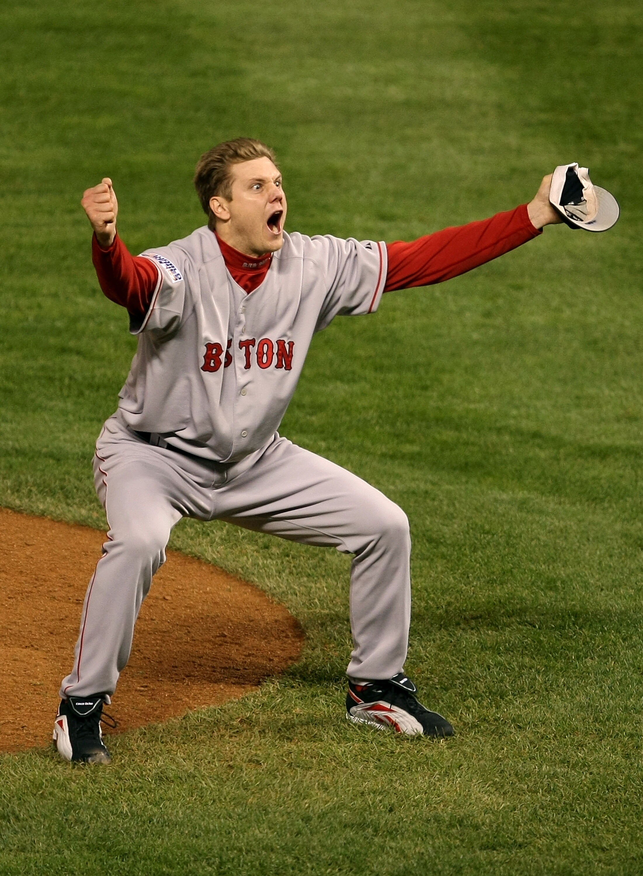 DENVER - OCTOBER 28:  Jonathan Papelbon #58 of the Boston Red Sox celebrates after winning Game Four by a score of the 4-3 to win the 2007 Major League Baseball World Series in a four game sweep of the Colorado Rockies at Coors Field on October 28, 2007 i