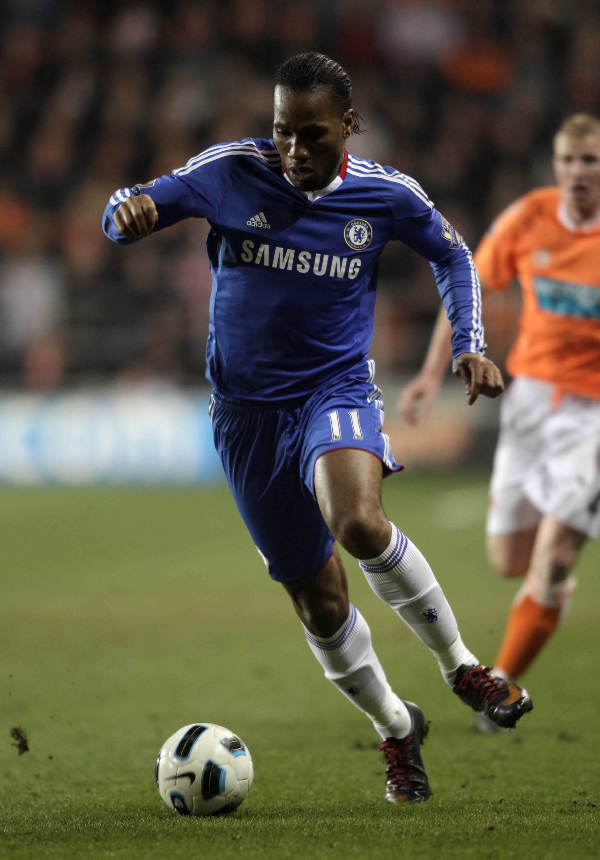 BLACKPOOL, ENGLAND - MARCH 07:  Didier Drogba of Chelsea in action during the Barclays Premier League match between Blackpool and Chelsea at Bloomfield Road on March 7, 2011 in Blackpool, England.  (Photo by Ross Kinnaird/Getty Images)