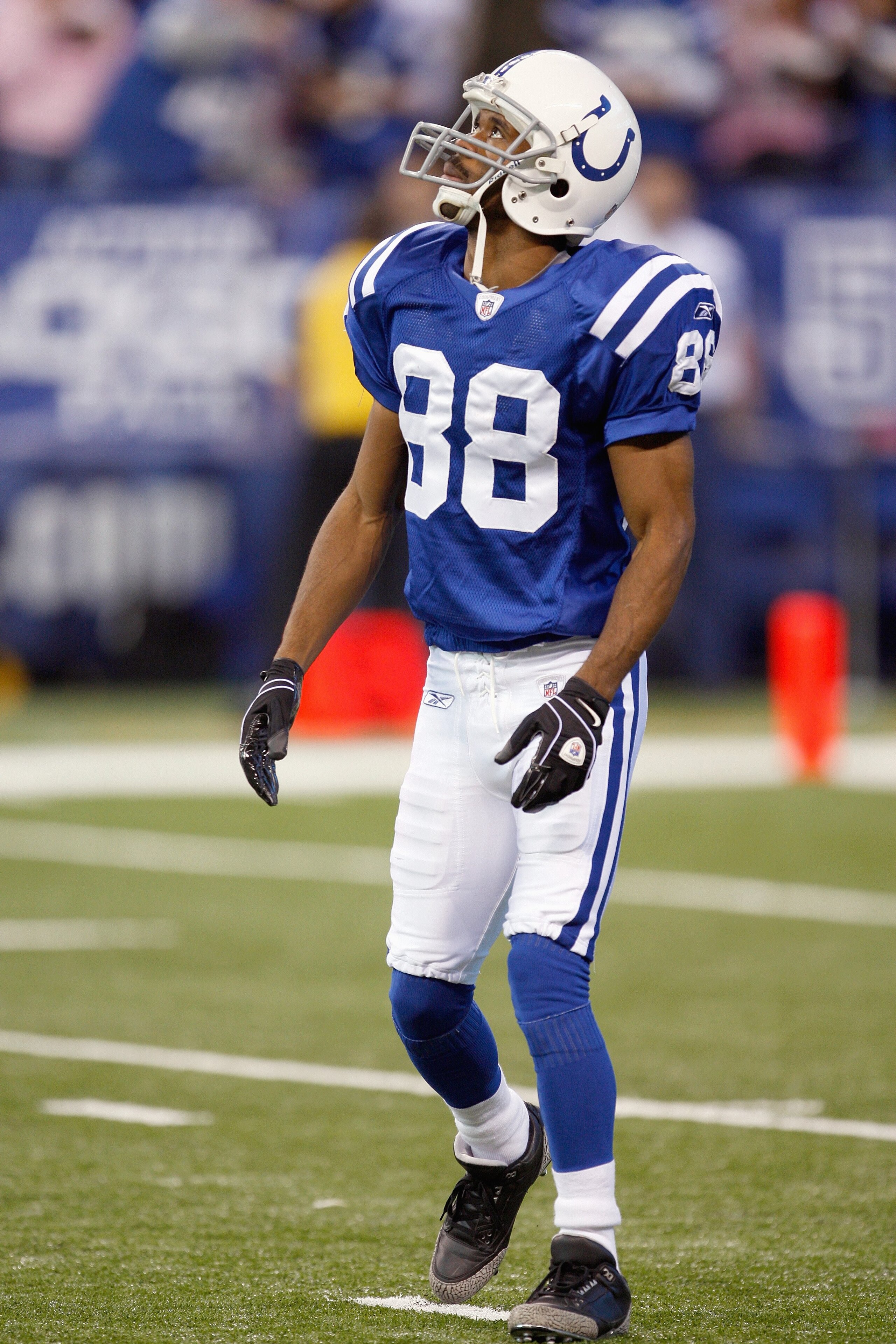 INDIANAPOLIS - DECEMBER 28:  Marvin Harrison #88 of the Indianapolis Colts watches the ball during the game against the Tennessee Titans on December 28, 2008 at Lucas Oil Stadium in Indianapolis, Indiana. (Photo by: Jamie Squire/Getty Images)