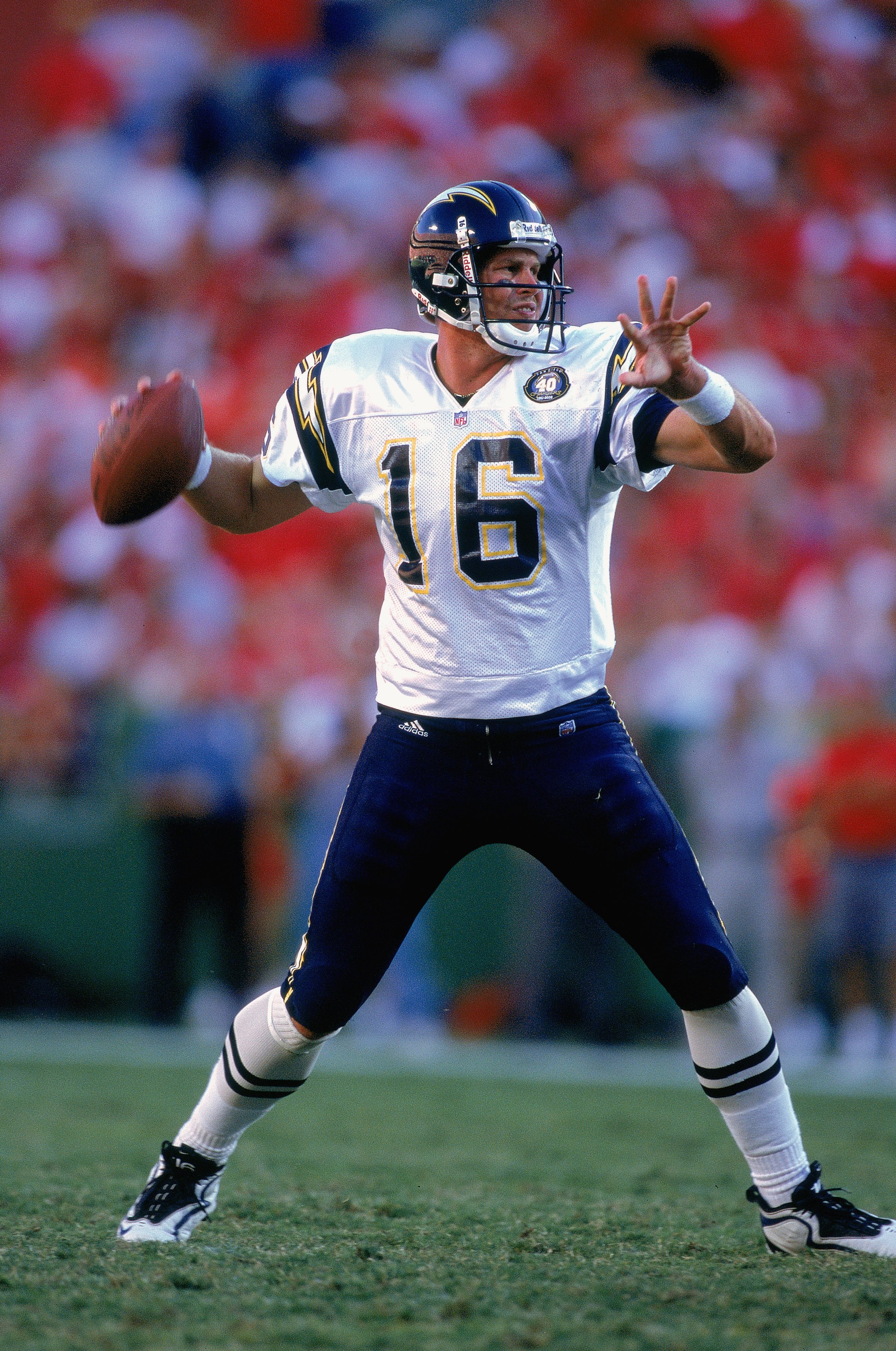 17 Sep 2000:  Quarterback Ryan Leaf #16 of the San Diego Chargers starts to pass the ball during the game against the Kansas City Chiefs at Arrowhead Stadium in Kansas City, Missouri. The Chiefs defeated the Chargers 42-10.Mandatory Credit: Brian Bahr  /A
