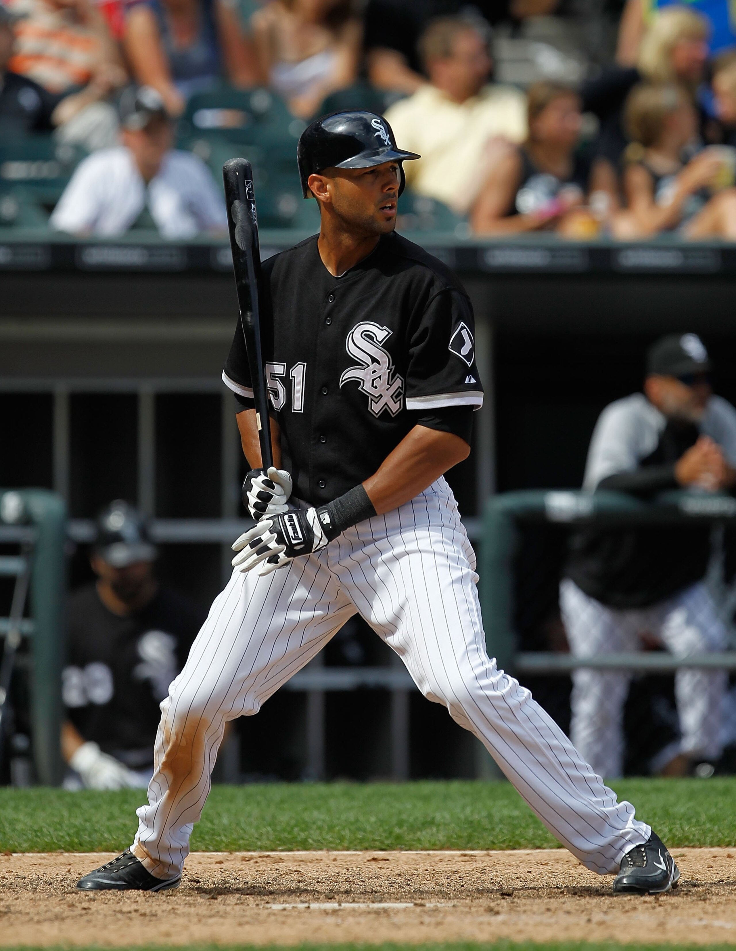 CHICAGO - JUNE 27: Alex Rios #51 of the Chicago White Sox prepares to bat against the Chicago Cubs at U.S. Cellular Field on June 27, 2010 in Chicago, Illinois. The Cubs defeated the White Sox 8-6. (Photo by Jonathan Daniel/Getty Images)