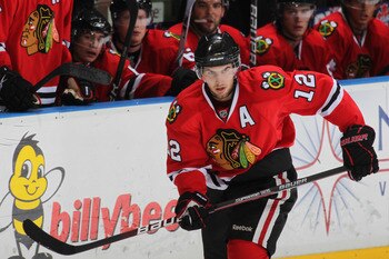 LONDON,ON - SEPTEMBER 14:  Kyle Beach #12 of the Chicago Black Hawks skates in a game against the Pittsburgh Penguins during the NHL Rookie Tournament on September 14,2010 at the John Labatt Centre in London,Ontario. The Hawks defeated the Penguins 9-5. (