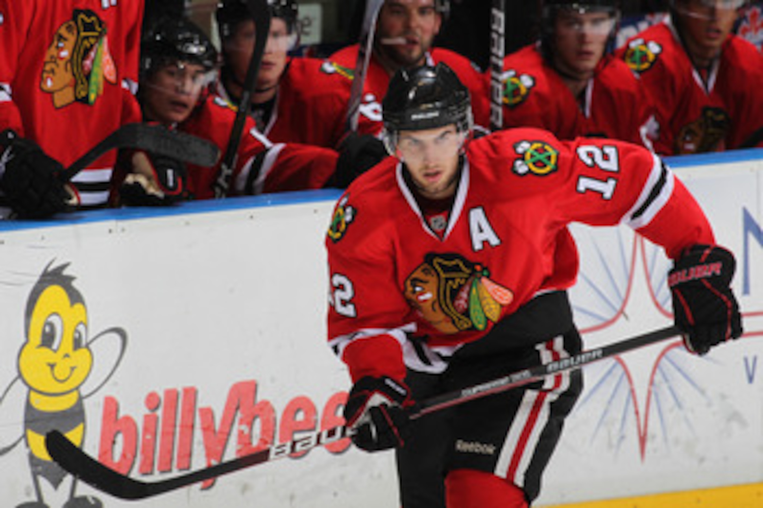 LONDON,ON - SEPTEMBER 14:  Kyle Beach #12 of the Chicago Black Hawks skates in a game against the Pittsburgh Penguins during the NHL Rookie Tournament on September 14,2010 at the John Labatt Centre in London,Ontario. The Hawks defeated the Penguins 9-5. (