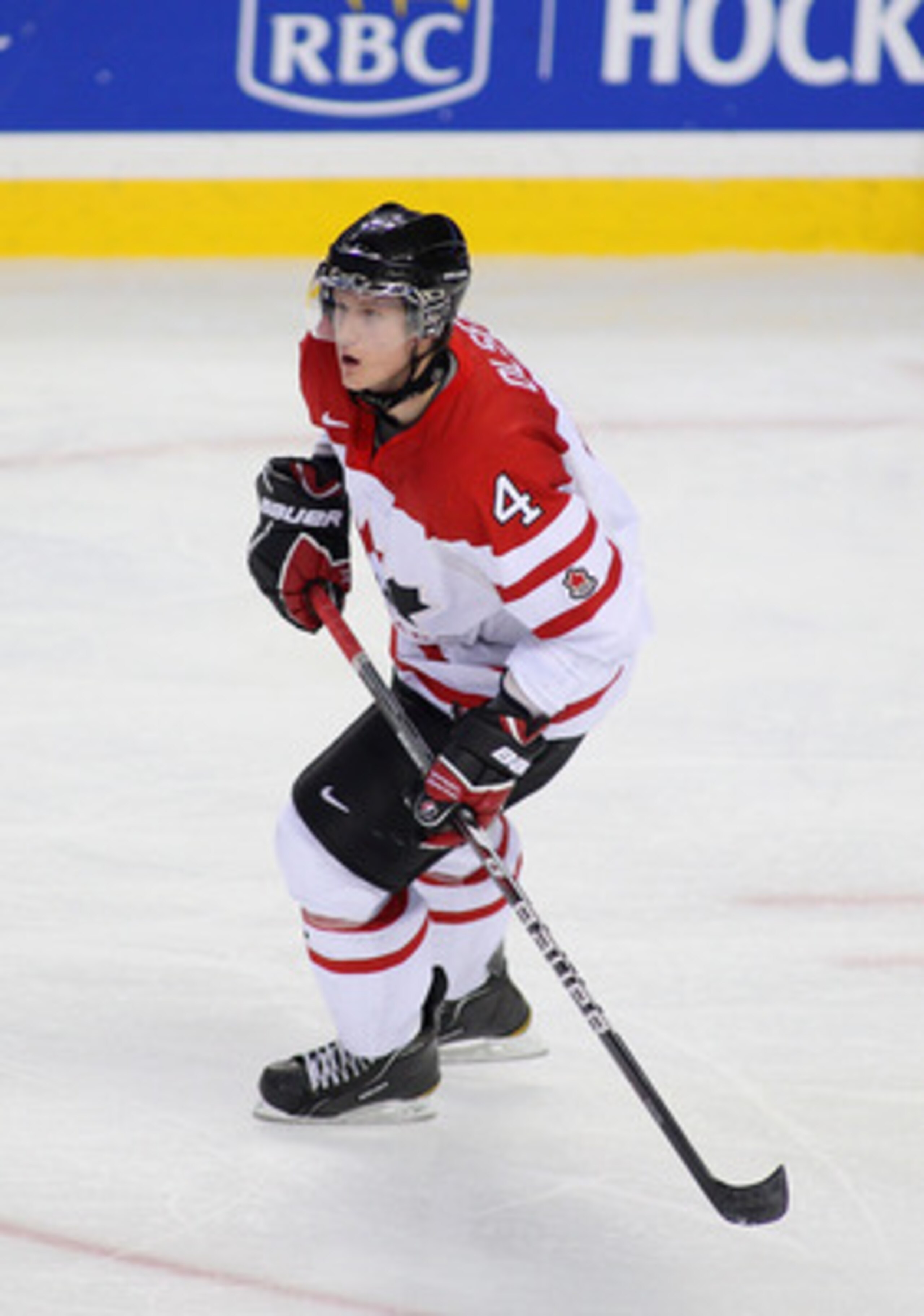 BUFFALO, NY - DECEMBER 29:  Dylan Olsen #4 of Canada skates against  Norway during the 2011 IIHF World U20 Championship game between Canada and Norway  on December 29, 2010 in Buffalo, New York. Canada won 10-1.  (Photo by Rick Stewart/Getty Images)