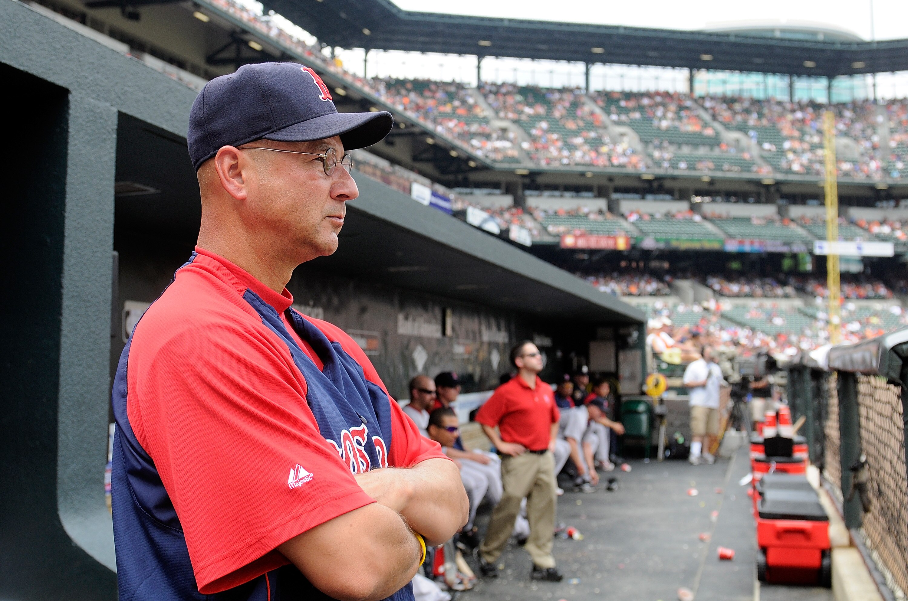 BALTIMORE - MAY 02:  Manager Terry Francona of the Boston Red Sox watches the game  against the Baltimore Orioles at Camden Yards on May 2, 2010 in Baltimore, Maryland.  (Photo by Greg Fiume/Getty Images)