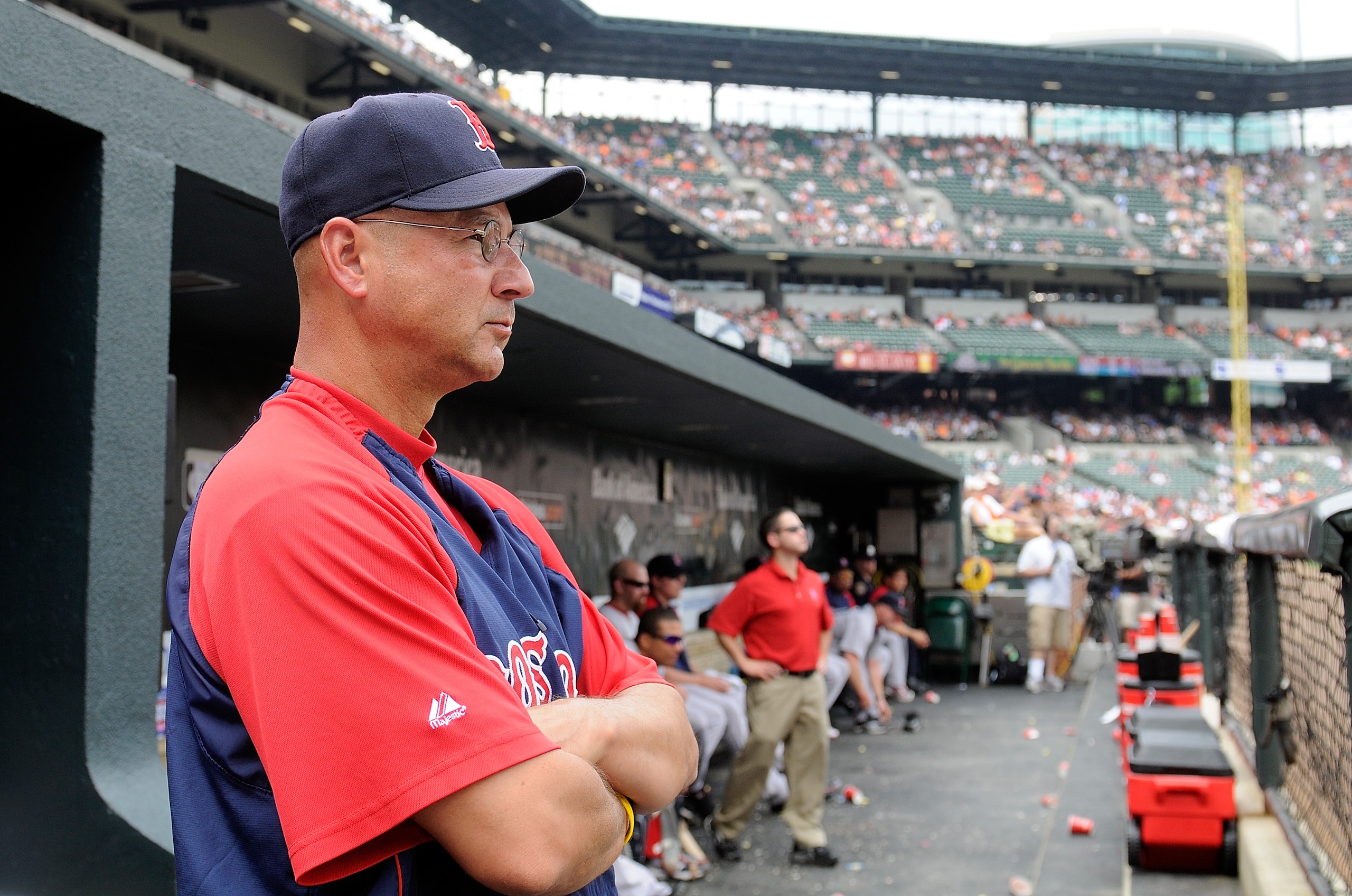 BALTIMORE - MAY 02:  Manager Terry Francona of the Boston Red Sox watches the game  against the Baltimore Orioles at Camden Yards on May 2, 2010 in Baltimore, Maryland.  (Photo by Greg Fiume/Getty Images)