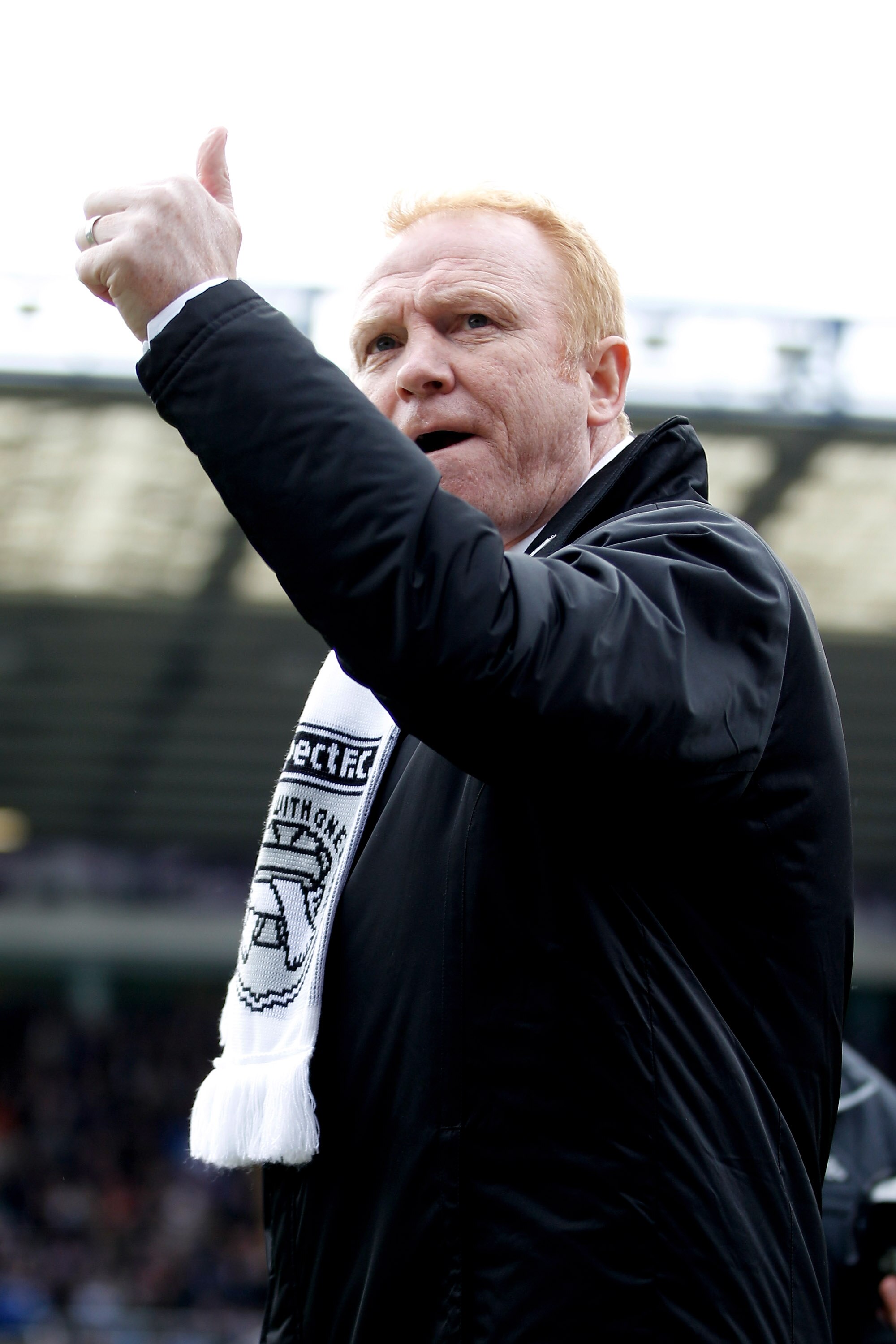BIRMINGHAM, ENGLAND - MARCH 12: Manager Alex McLeish of Birmingham City signals to the fans prior to  the FA Cup sponsored by E.On Sixth Round match between Birmingham City and Bolton Wanderers at St Andrews on March 12, 2011 in Birmingham, England.  (Pho