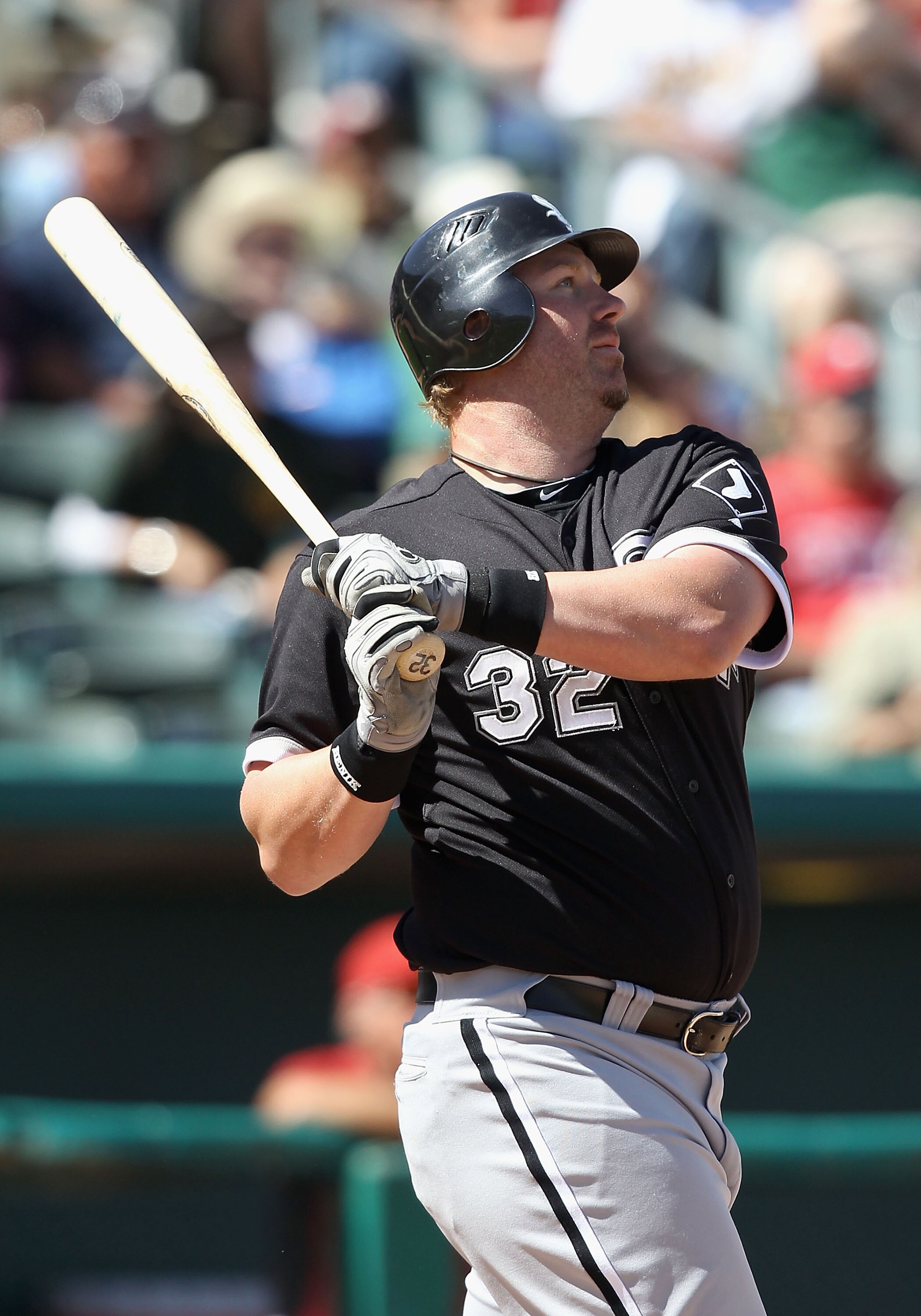 TUCSON, AZ - MARCH 07:  Adam Dunn #32 of the Chicago White Sox bats against the Arizona Diamondbacks during the spring training game at Kino Veterans Memorial Stadium on March 7, 2011 in Tucson, Arizona. The charity game is to benefit the 9-year-old Chris
