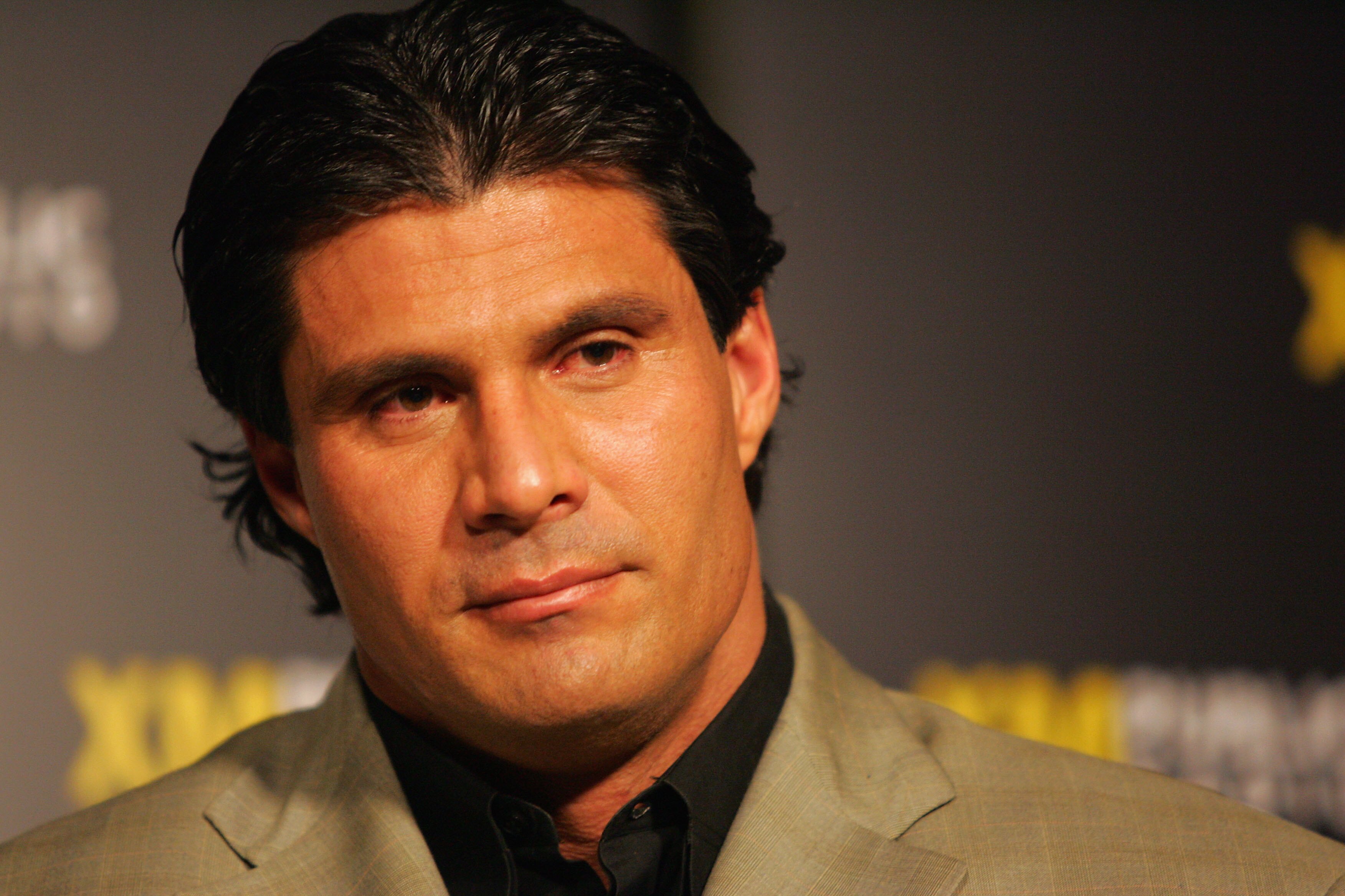 WASINGTON - MARCH 16:  Former Major League Baseball player Jose Canseco discusses steroid use during a town hall meeting and news conference March 16, 2005 at XM Satellite headquarters in Washington, DC.  (Photo By Jamie Squire/Getty Images)