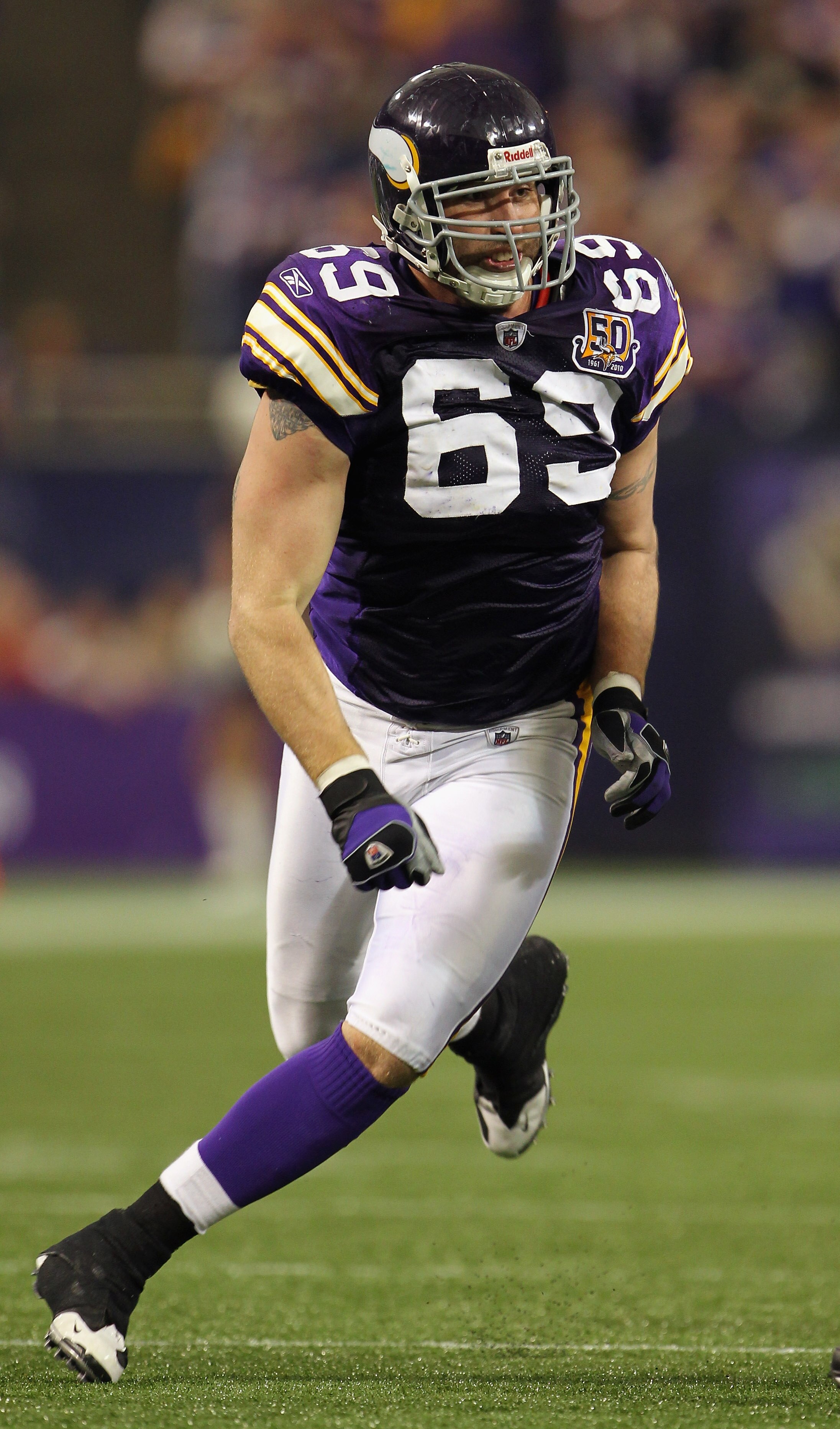 MINNEAPOLIS - SEPTEMBER 19:  Jared Allen #69 of the Minnesota Vikings in action during the game against  of the Miami Dolphins on September 19, 2010 at Hubert H. Humphrey Metrodome in Minneapolis, Minnesota.  (Photo by Jamie Squire/Getty Images)