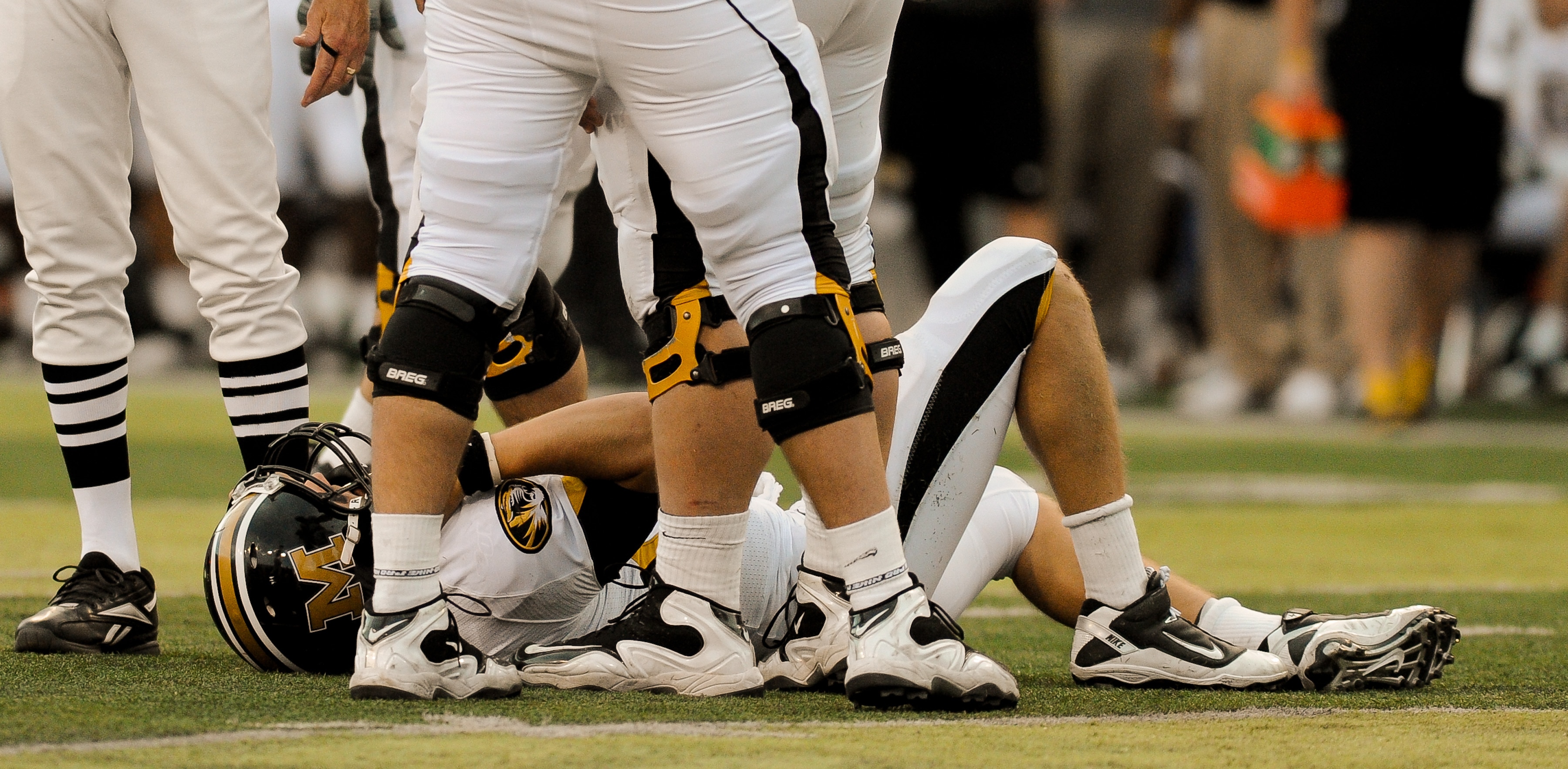 LINCOLN, NE - OCTOBER 30: Missouri Tigers quarterback Blaine Gabbert #11takes a moment after taking a hit from Courtney Osborne #12 of the Nebraska Cornhuskers during second half action of their game at Memorial Stadium on October 30, 2010 in Lincoln, Neb LINCOLN, NE - OCTOBER 30: Missouri Tigers quarterback Blaine Gabbert #11takes a moment after taking a hit from Courtney Osborne #12 of the Nebraska Cornhuskers during second half action of their game at Memorial Stadium on October 30, 2010 in Lincoln, Neb