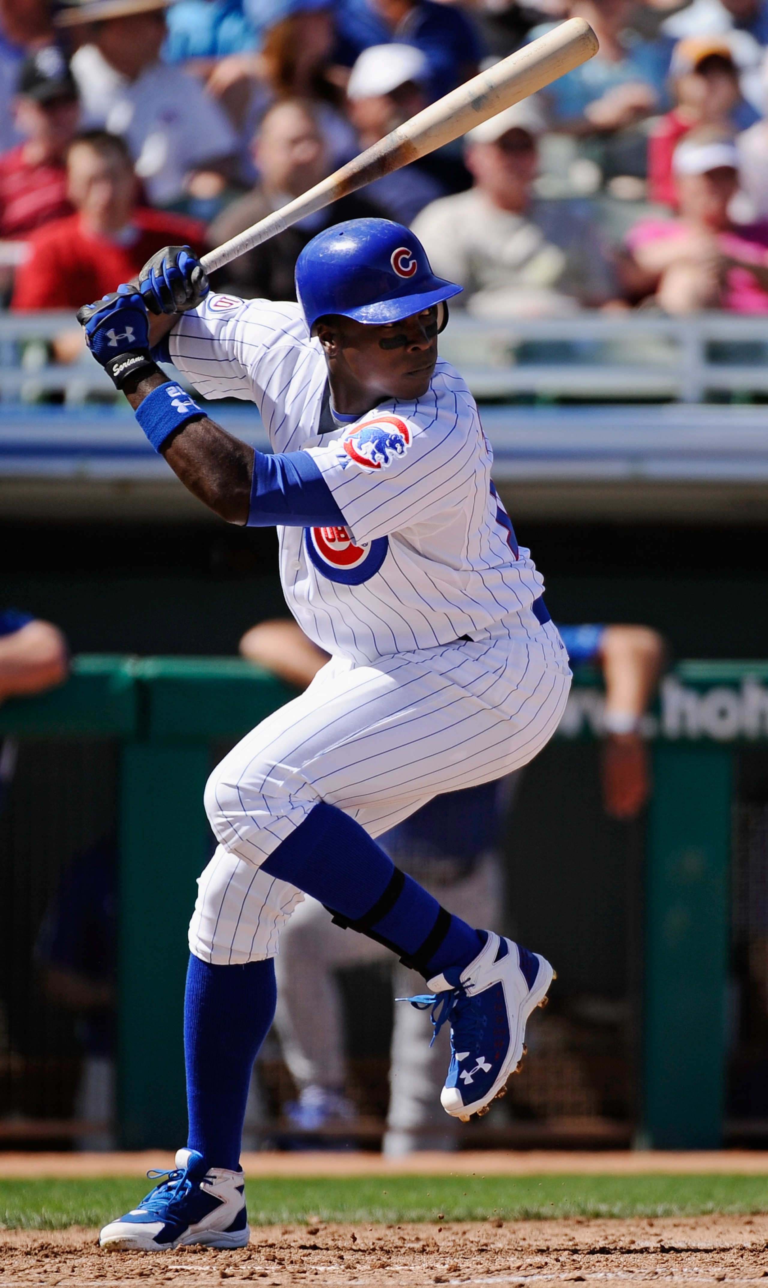 MESA, AZ - MARCH 09: Alfonso Soriano #12 of the Chicago Cubs swings at a pitch against the Kansas City Royals during the spring training baseball game at HoHoKam Stadium on March 9, 2011 in Mesa, Arizona. (Photo by Kevork Djansezian/Getty Images) MESA, AZ - MARCH 09: Alfonso Soriano #12 of the Chicago Cubs swings at a pitch against the Kansas City Royals during the spring training baseball game at HoHoKam Stadium on March 9, 2011 in Mesa, Arizona. (Photo by Kevork Djansezian/Getty Images)