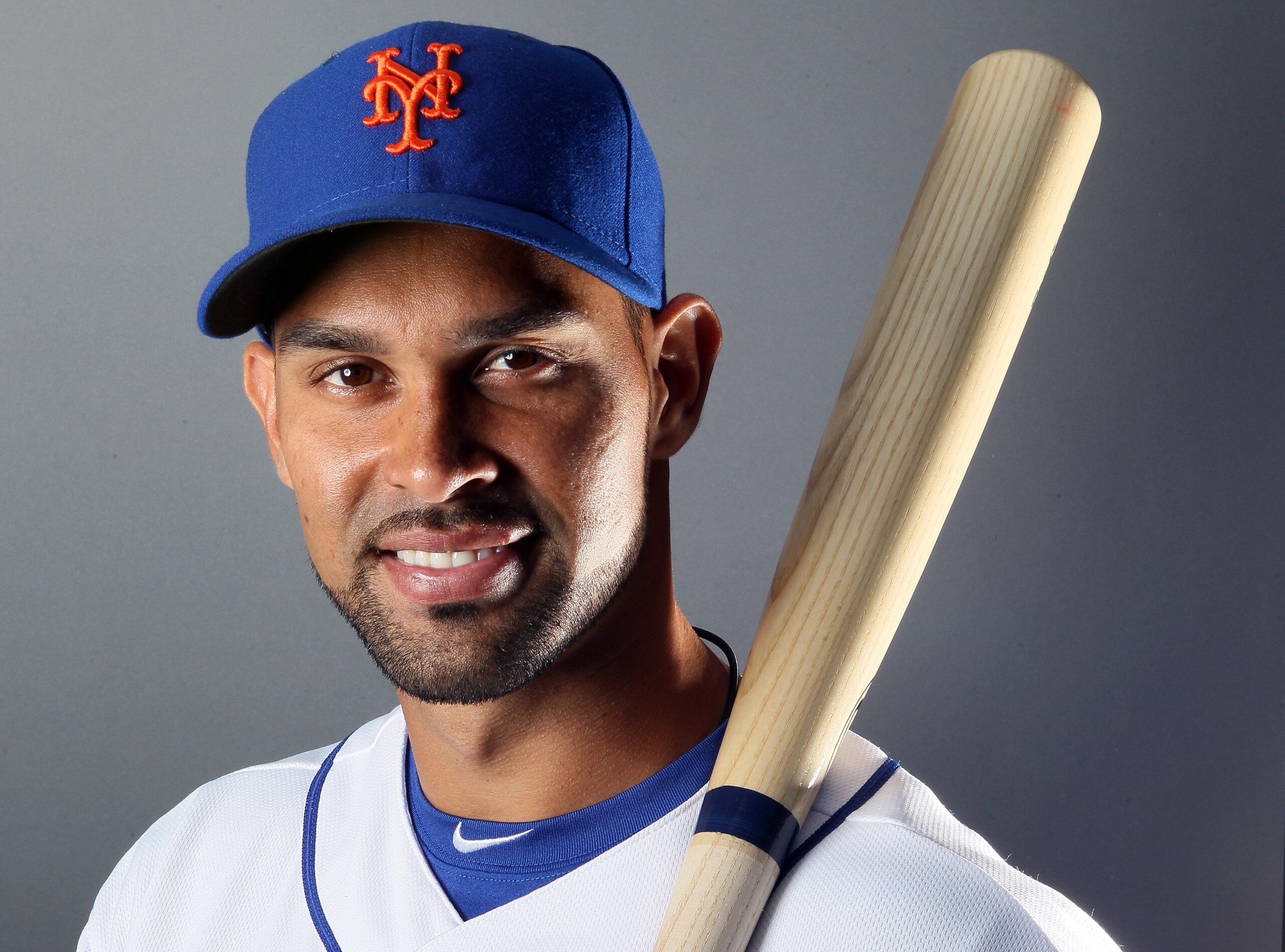 PORT ST. LUCIE, FL - FEBRUARY 24:  RY 24:  RY 24:  Angel Pagan #16 of the New York Mets poses for a portrait during the New York Mets Photo Day on February 24, 2011 at Digital Domain Park in Port St. Lucie, Florida.  (Photo by Elsa/Getty Images)