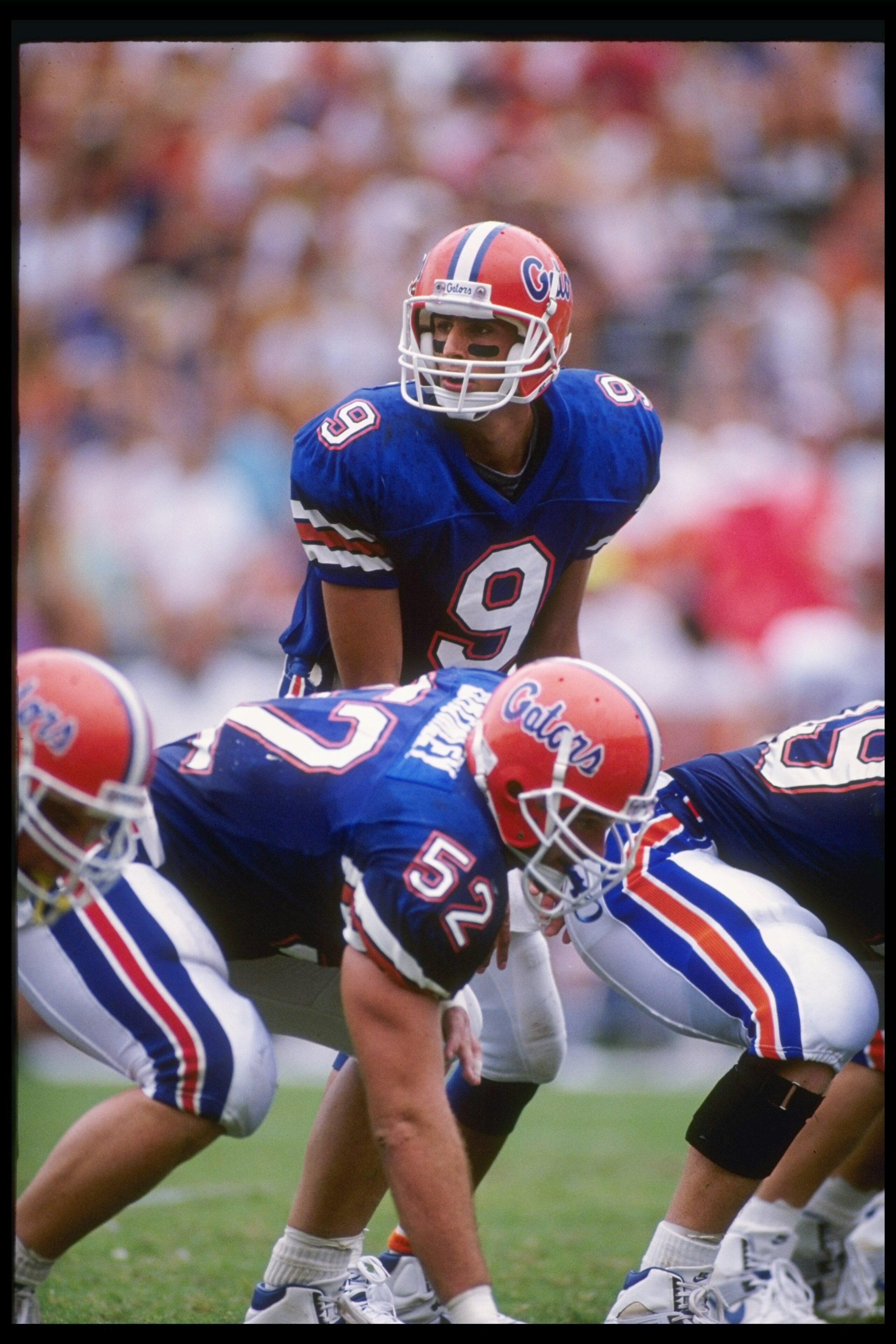 29 Sep 1990:  Quarterback Shane Matthews of the Florida Gators calls the cadence during a game against the Mississippi State Bulldogs at Florida Field in Gainesville, Florida.  Florida won the game 34-21. Mandatory Credit: Scott Halleran  /Allsport