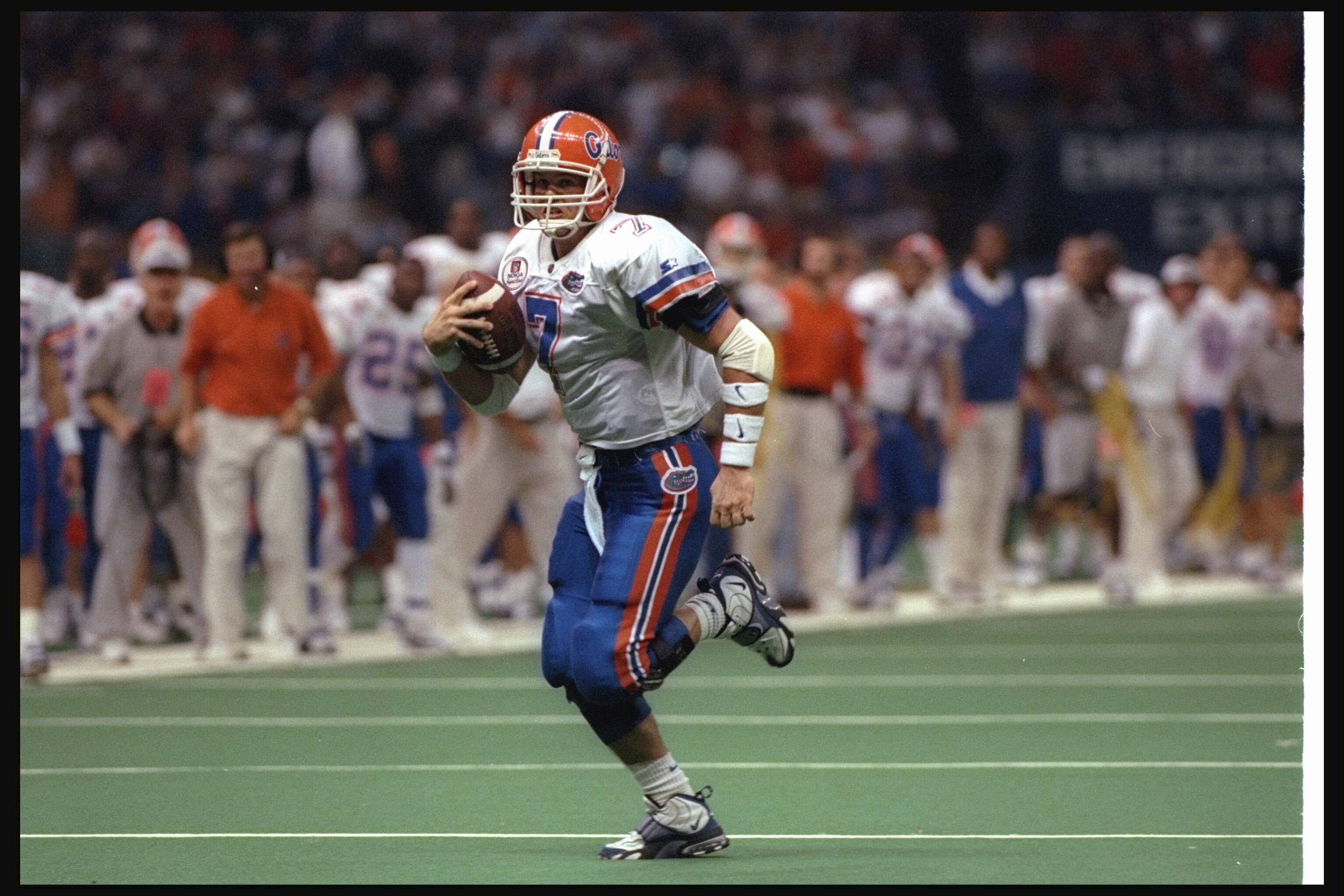 2 Jan 1997: Quarterback Danny Wuerffel of the Floirda Gators moves the ball during the Nokia Sugar Bowl against the Florida State Seminoles at the Superdome in New Orleans, Louisiana. Florida won the game, 52-20.
