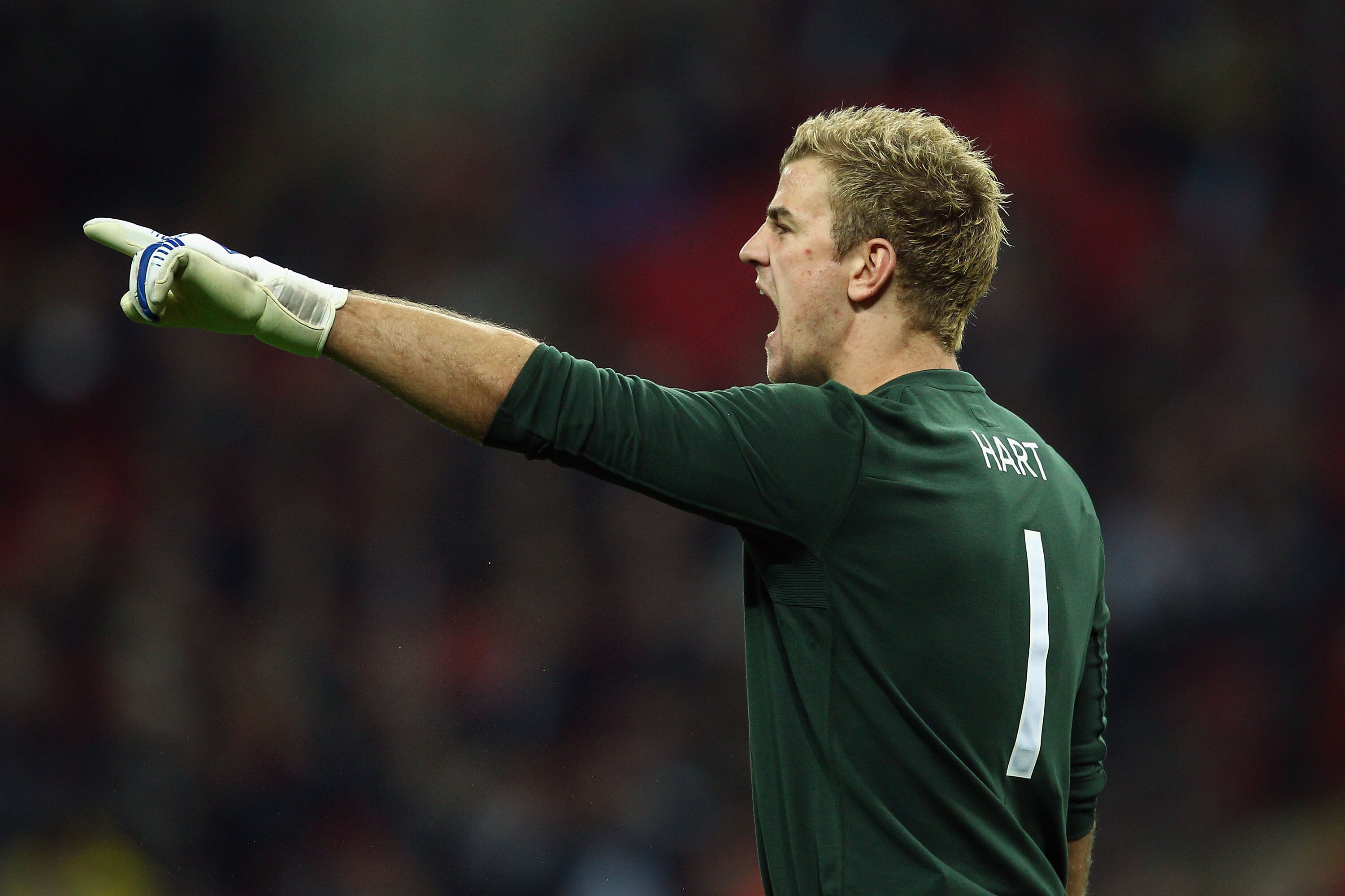 LONDON, ENGLAND - MARCH 29:  Joe Hart of England issues instructions during the international friendly match between England and Ghana at Wembley Stadium on March 29, 2011 in London, England.  (Photo by Julian Finney/Getty Images)