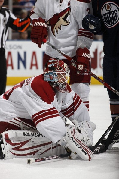 EDMONTON, CANADA - MARCH 17: Ilya Bryzgalov #30 of the Phoenix Coyotes defends the goal against the Edmonton Oilers on March 17, 2011 at Rexall Place in Edmonton, Alberta, Canada. (Photo by Dale MacMillan/Getty Images)