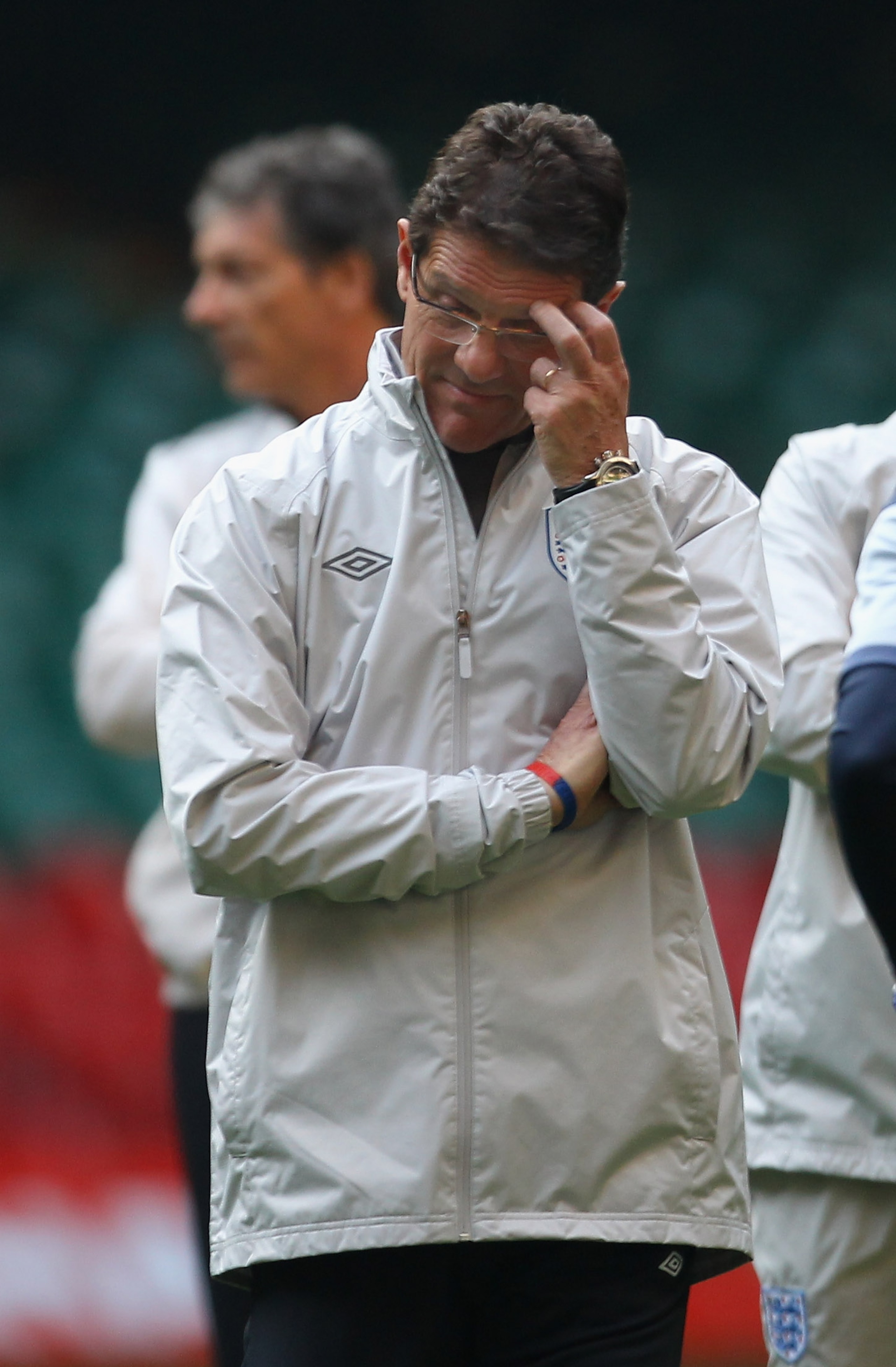 CARDIFF, WALES - MARCH 25: Fabio Capello the coach of England looks on during a training session, ahead of their UEFA EURO 2012 qualifier against Wales, at the Millennium Stadium on March 25, 2011 in Cardiff, Wales. (Photo by Alex Livesey/Getty Images) CARDIFF, WALES - MARCH 25: Fabio Capello the coach of England looks on during a training session, ahead of their UEFA EURO 2012 qualifier against Wales, at the Millennium Stadium on March 25, 2011 in Cardiff, Wales. (Photo by Alex Livesey/Getty Images)