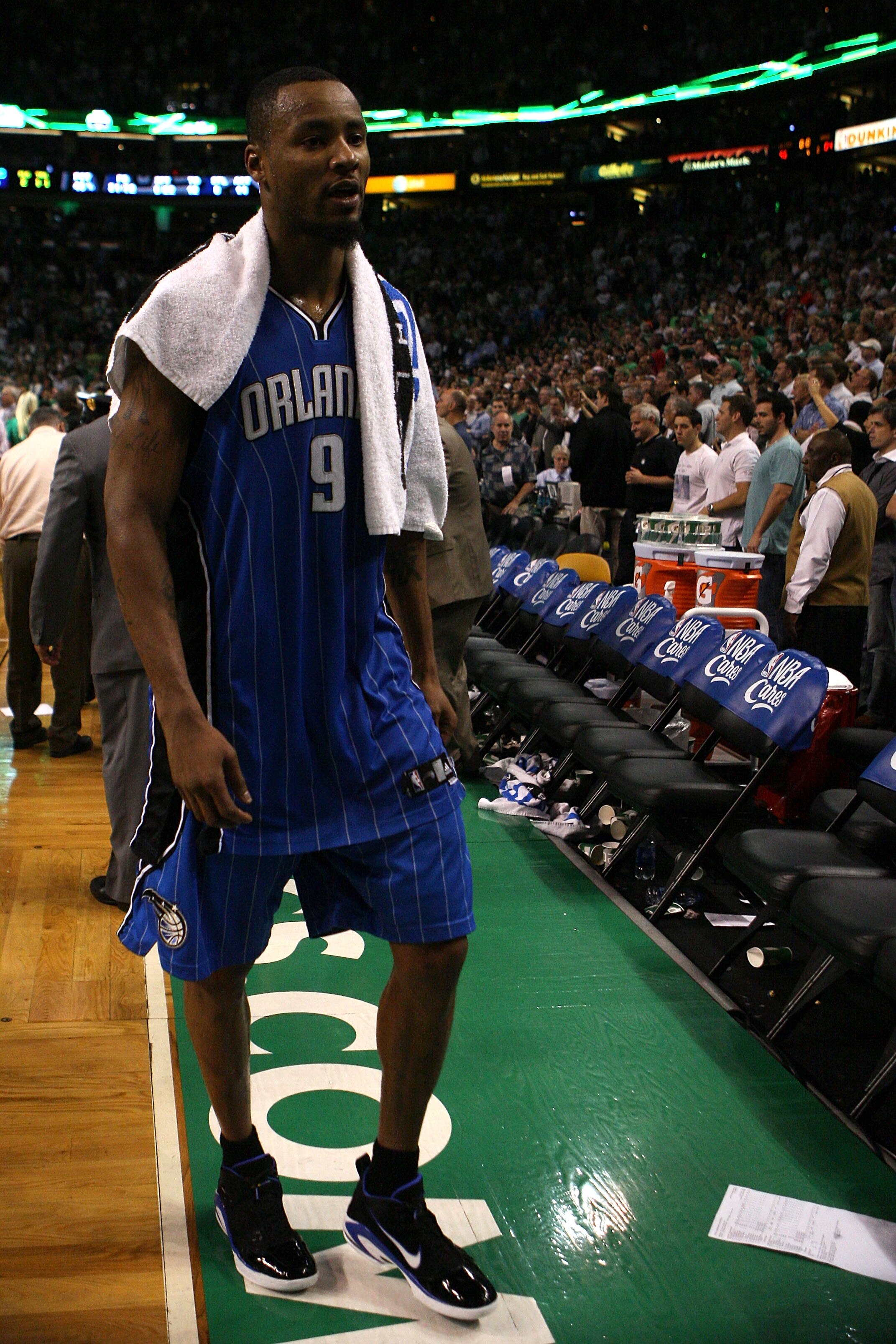 BOSTON - MAY 28:  Rashard Lewis #9 of the Orlando Magic walks off the court dejected after the Magic lost 96-84 against the Boston Celtics in Game Six of the Eastern Conference Finals during the 2010 NBA Playoffs at TD Garden on May 28, 2010 in Boston, Ma