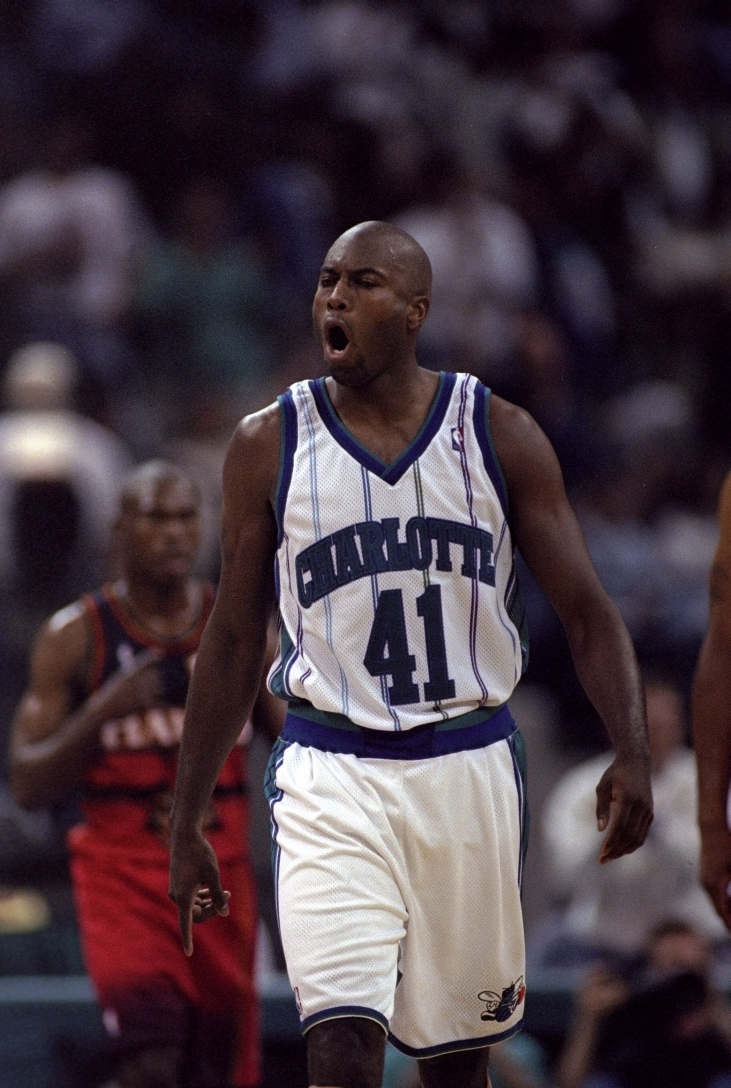 23 Apr 1998:  Guard Glen Rice of the Charlotte Hornets in action against the Atlanta Hawks during an NBA playoff game at the Charlotte Coliseum in Charlotte, North Carolina.  The Hornets defeated the Hawks 97-87. Mandatory Credit: Craig Jones  /Allsport