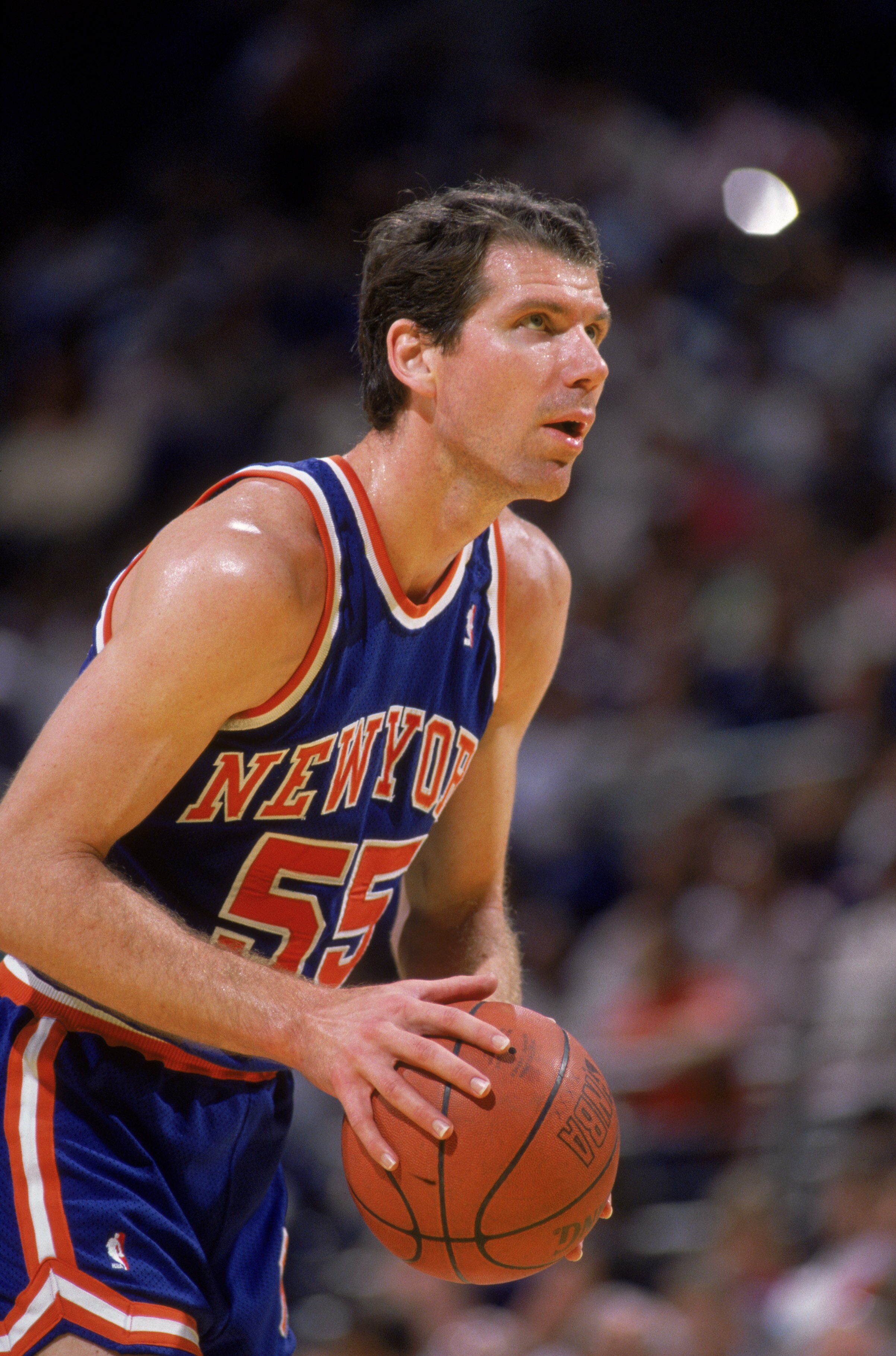 MILWAUKEE, WI - 1988:  Kiki Vandeweghe #55 of the New York Knicks shoots a free throw during an NBA game at the Mecca in Milwaukee, Wisconsin in 1988.  (Photo by: Jonathan Daniel/Getty Images)