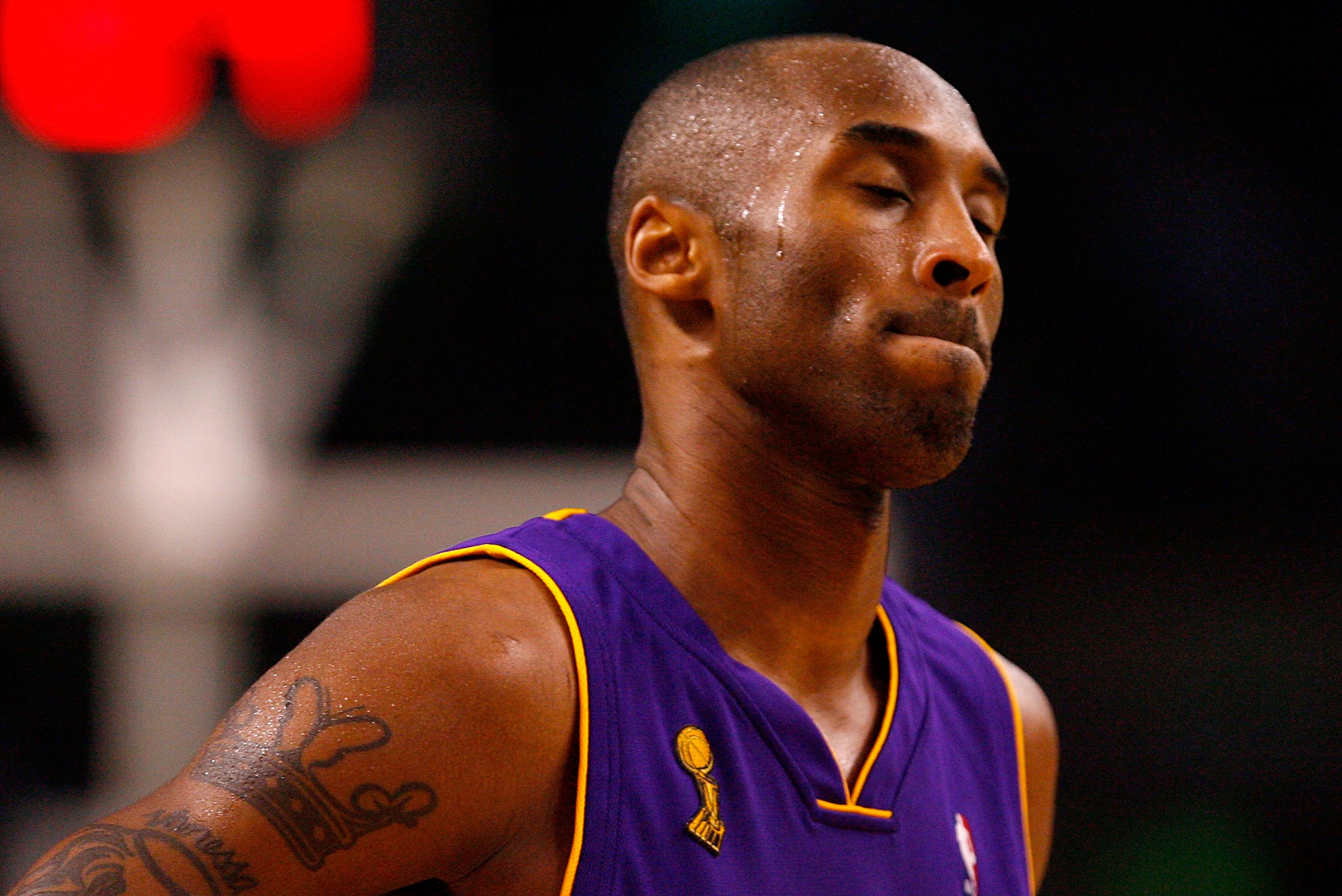 BOSTON - JUNE 17:  Kobe Bryant #24 of the Los Angeles Lakers walks across the court during the fourth quarter against the Boston Celtics in Game Six of the 2008 NBA Finals on June 17, 2008 at TD Banknorth Garden in Boston, Massachusetts. NOTE TO USER: Use