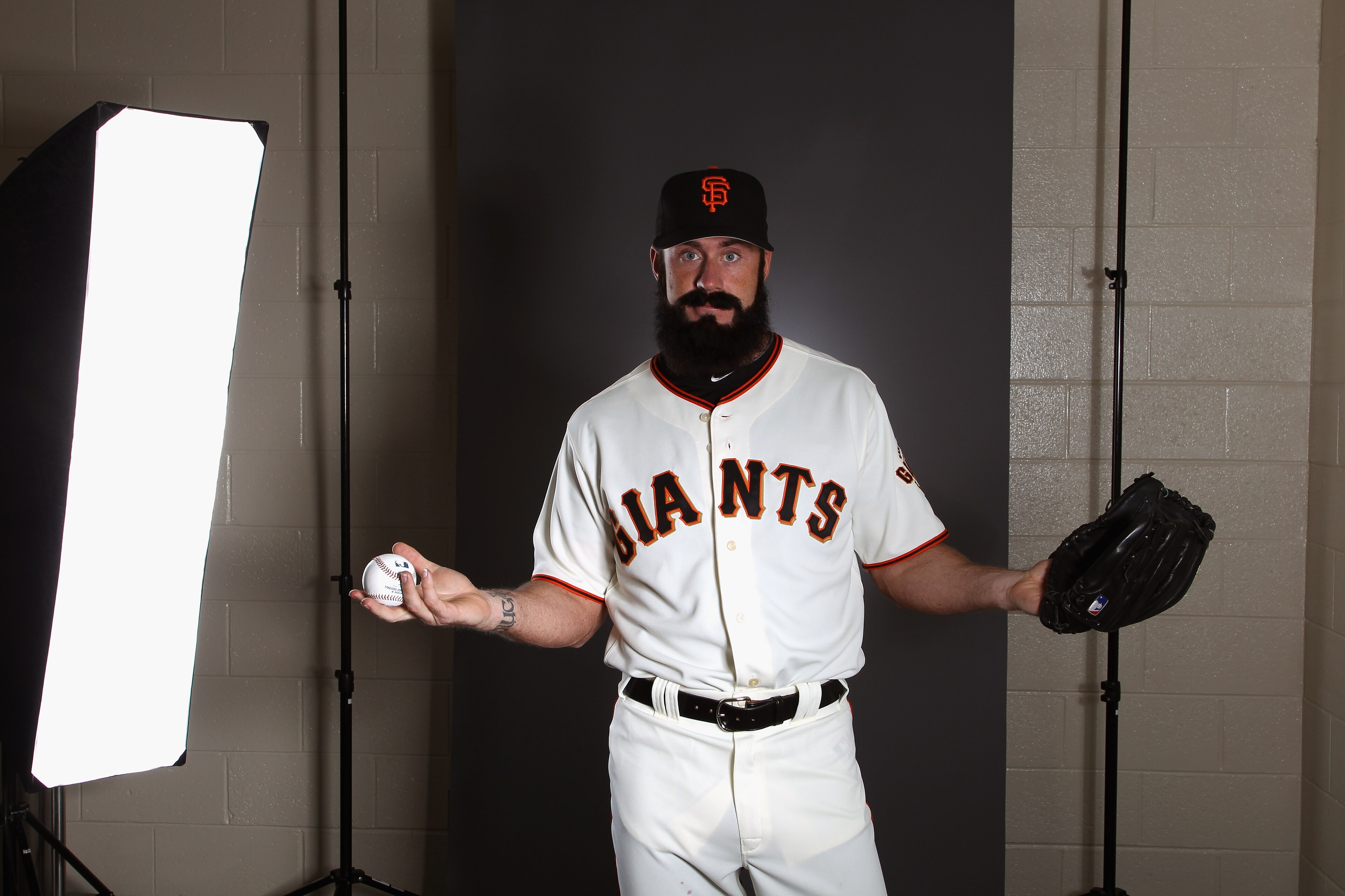 SCOTTSDALE, AZ - FEBRUARY 23: Brian Wilson #38 of the San Francisco Giants poses for a portrait during media photo day at Scottsdale Stadium on February 23, 2011 in Scottsdale, Arizona. (Photo by Ezra Shaw/Getty Images) SCOTTSDALE, AZ - FEBRUARY 23: Brian Wilson #38 of the San Francisco Giants poses for a portrait during media photo day at Scottsdale Stadium on February 23, 2011 in Scottsdale, Arizona. (Photo by Ezra Shaw/Getty Images)