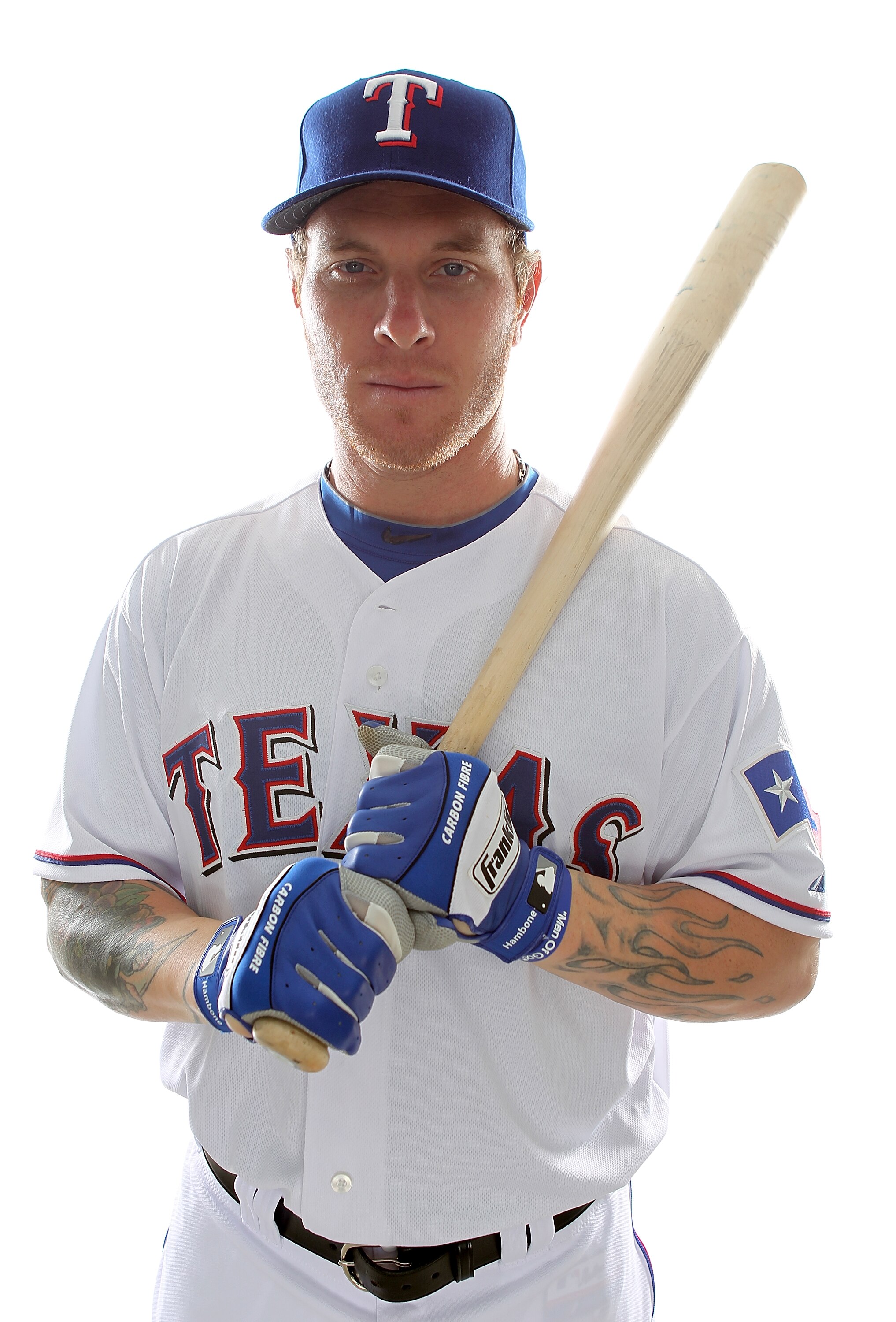 SURPRISE, AZ - FEBRUARY 25:  Josh Hamilton #32 of the Texas Rangers poses for a portrait during Spring Training Media Day on February 25, 2011 at Surprise Stadium in Surprise, Arizona.  (Photo by Jonathan Ferrey/Getty Images)