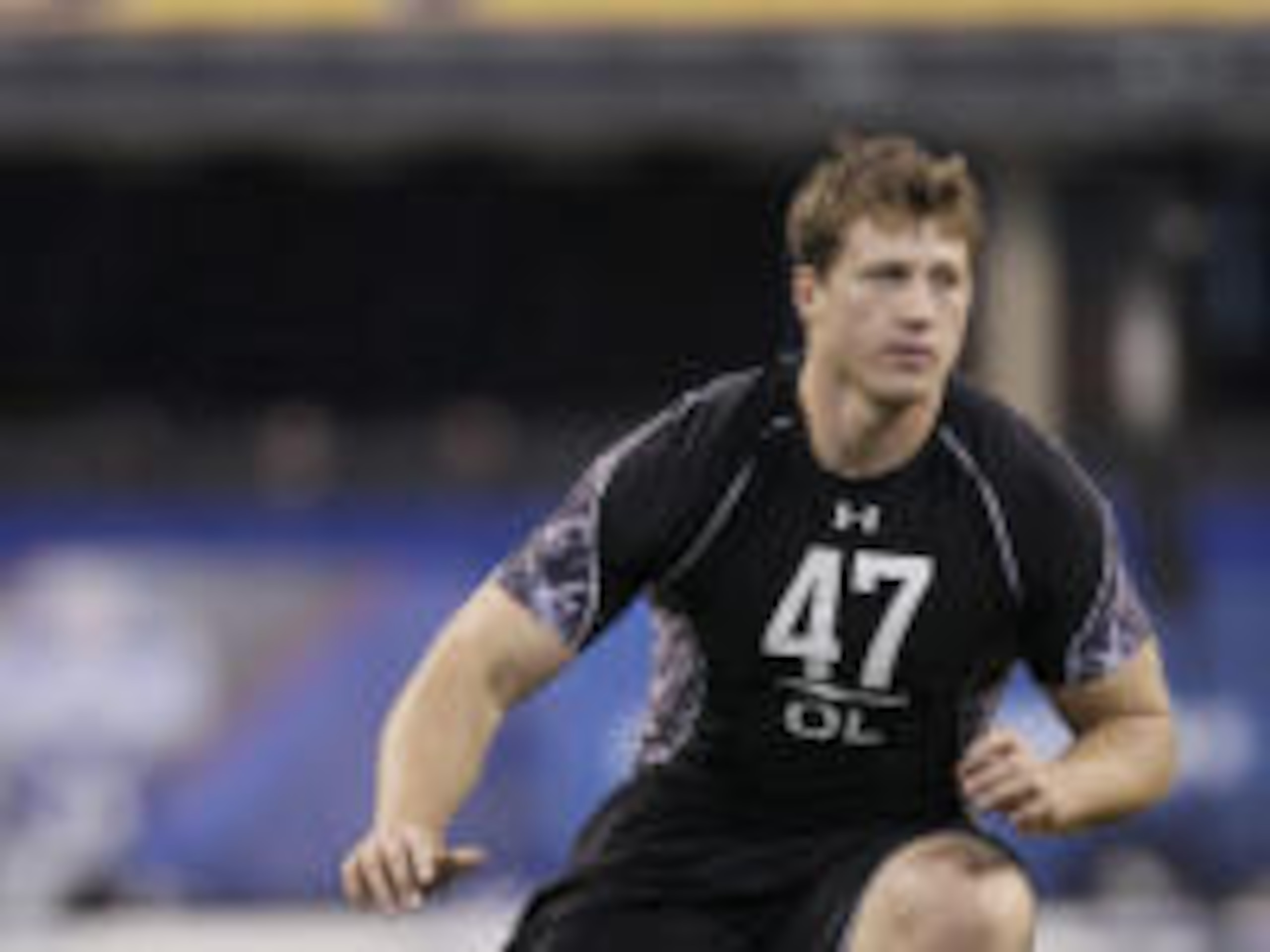 LT and possible Bear draft pick Nate Solder participating in drills at the 2011 scouting combine