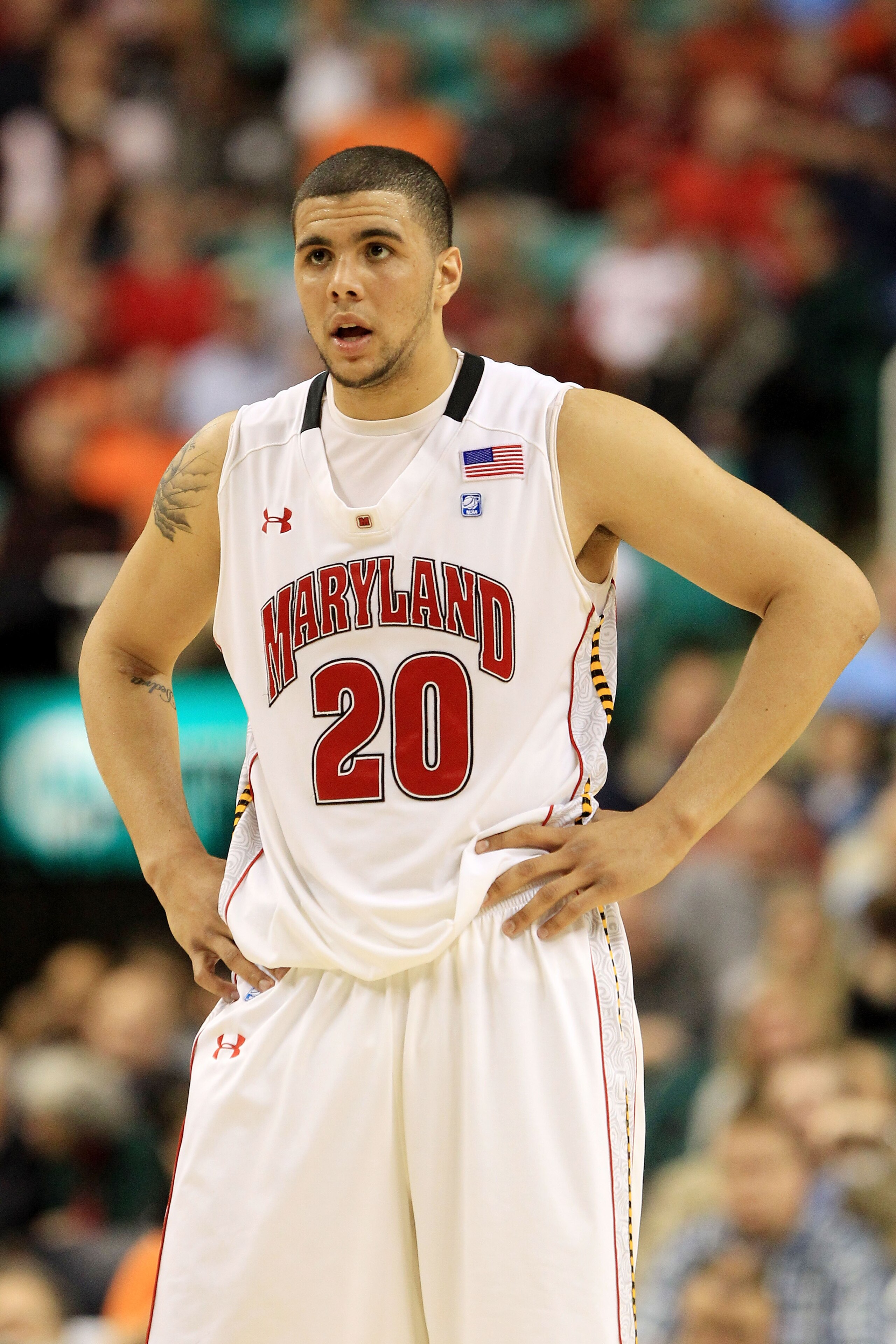 GREENSBORO, NC - MARCH 10: Jordan Williams #20 of the Maryland Terrapins looks on while playing against the North Carolina State Wolfpack during the first round of the 2011 ACC men's basketball tournament at the Greensboro Coliseum on March 10, 2011 in G GREENSBORO, NC - MARCH 10: Jordan Williams #20 of the Maryland Terrapins looks on while playing against the North Carolina State Wolfpack during the first round of the 2011 ACC men's basketball tournament at the Greensboro Coliseum on March 10, 2011 in G