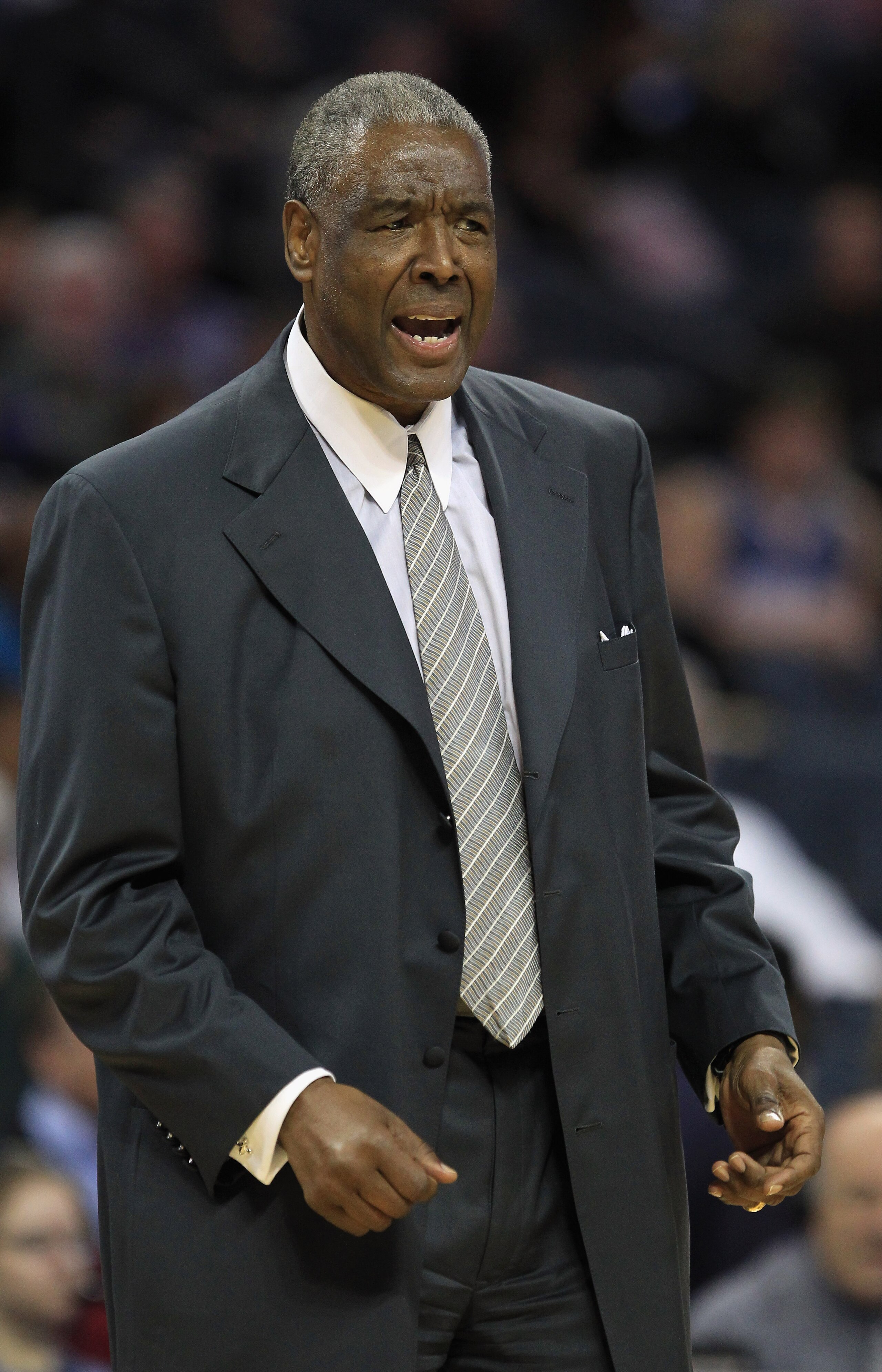 CHARLOTTE, NC - FEBRUARY 25:  Head coach Paul Silas of the Charlotte Bobcats reacts to a call during their game against the Sacramento Kings at Time Warner Cable Arena on February 25, 2011 in Charlotte, North Carolina. NOTE TO USER: User expressly acknowl