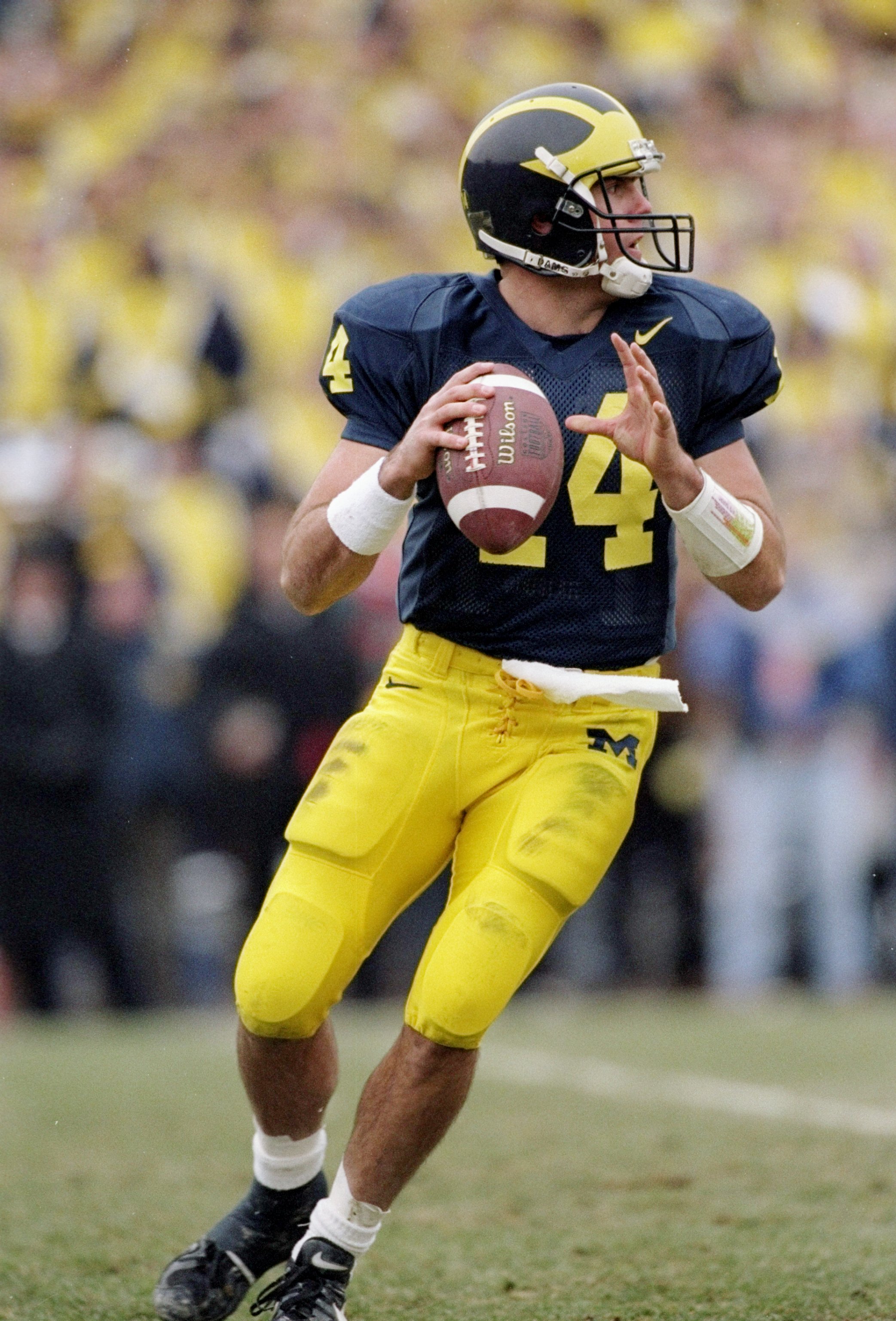 22 Nov 1997:  Quarterback Brian Griese of the Michigan Wolverines prepares to pass the ball during a game against the Ohio State Buckeyes at Michigan Stadium in Ann Arbor, Michigan.  Michigan won the game 20-14. Mandatory Credit: Jonathan Daniel  /Allspor