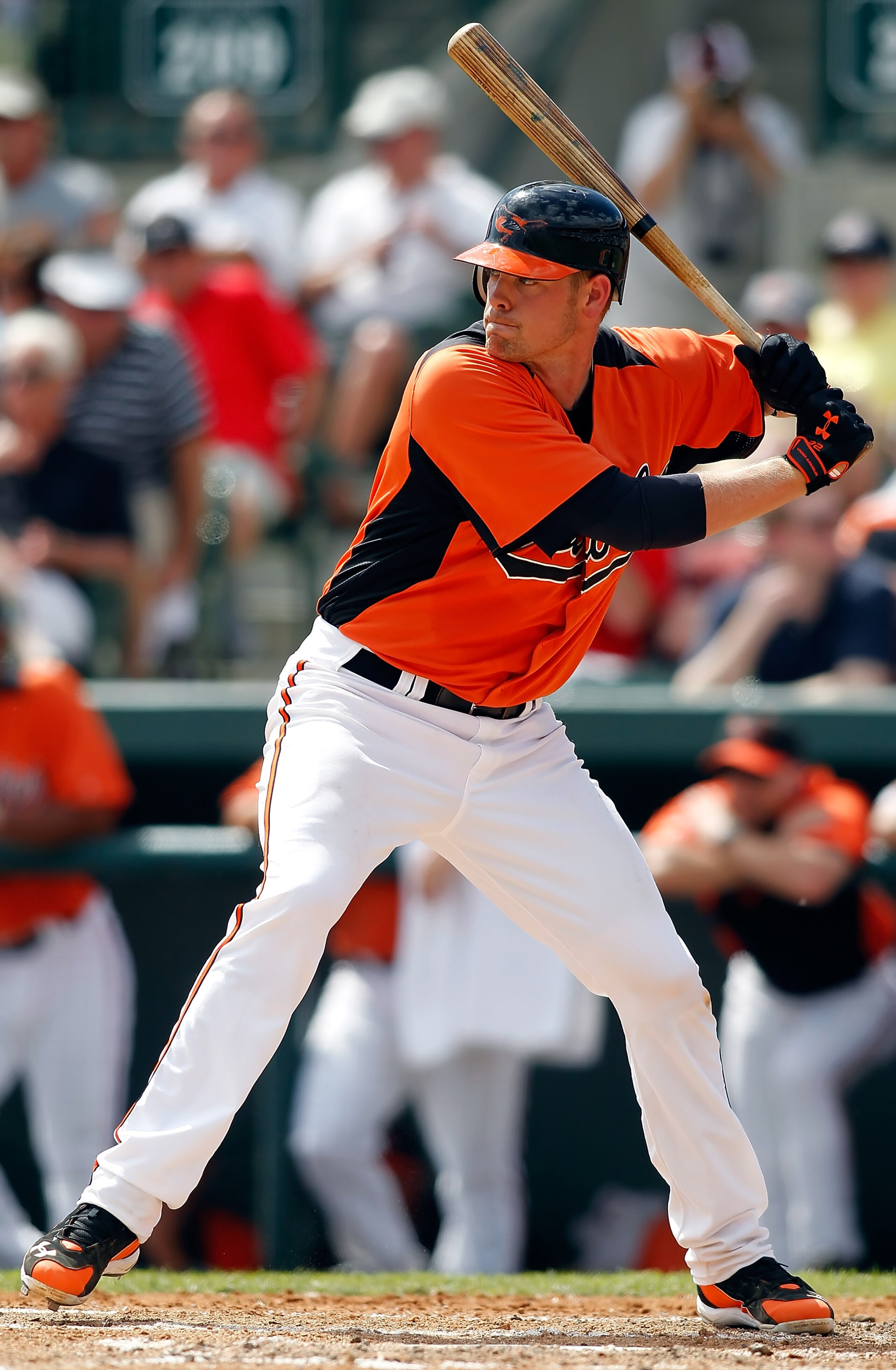 SARASOTA, FL - MARCH 05:  Catcher Matt Wieters #32 of the Baltimore Orioles bats against the Boston Red Sox during a Grapefruit League Spring Training Game at Ed Smith Stadium on March 5, 2011 in Sarasota, Florida.  (Photo by J. Meric/Getty Images)