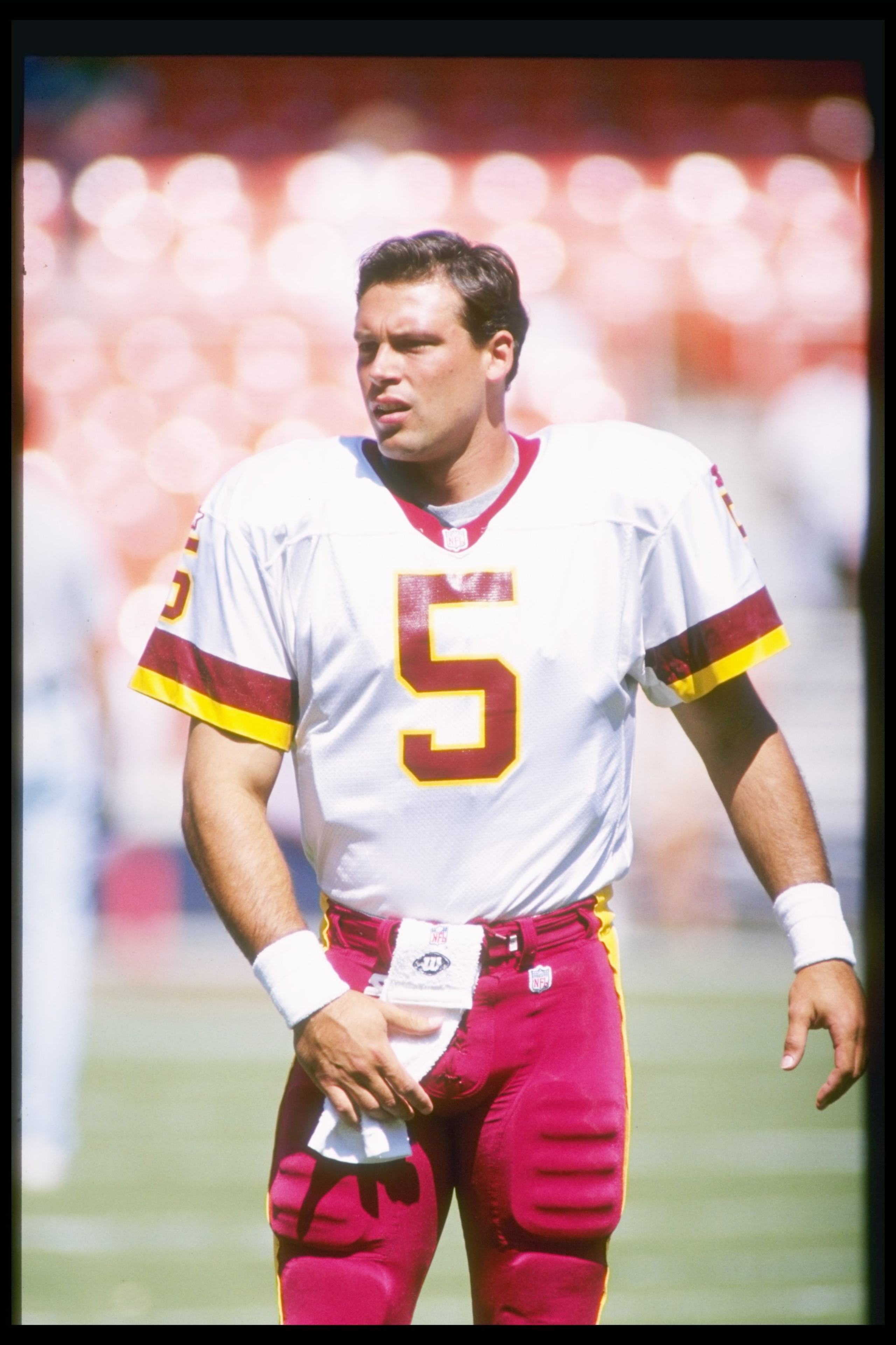 Quarterback Heath Shuler of the Washington Redskins looks on during a game against the Philadelphia Eagles at RFK Stadium in Washington, D. C. The Eagles won the game, 17-14. Quarterback Heath Shuler of the Washington Redskins looks on during a game against the Philadelphia Eagles at RFK Stadium in Washington, D. C. The Eagles won the game, 17-14.