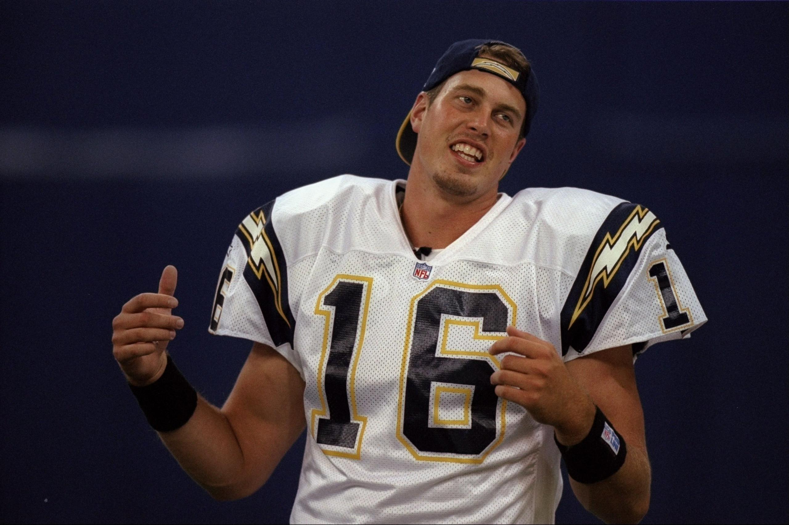 22 Aug 1998: Quarterback Ryan Leaf #16 of the San Diego Chargers standing around talking before the pre-season game against the Indianapolis Colts at the RCA Dome in Indianapolis, Indiana. The Chargers defeated the Colts 33-3. Mandatory Credit: Jamie Squ 22 Aug 1998: Quarterback Ryan Leaf #16 of the San Diego Chargers standing around talking before the pre-season game against the Indianapolis Colts at the RCA Dome in Indianapolis, Indiana. The Chargers defeated the Colts 33-3. Mandatory Credit: Jamie Squ