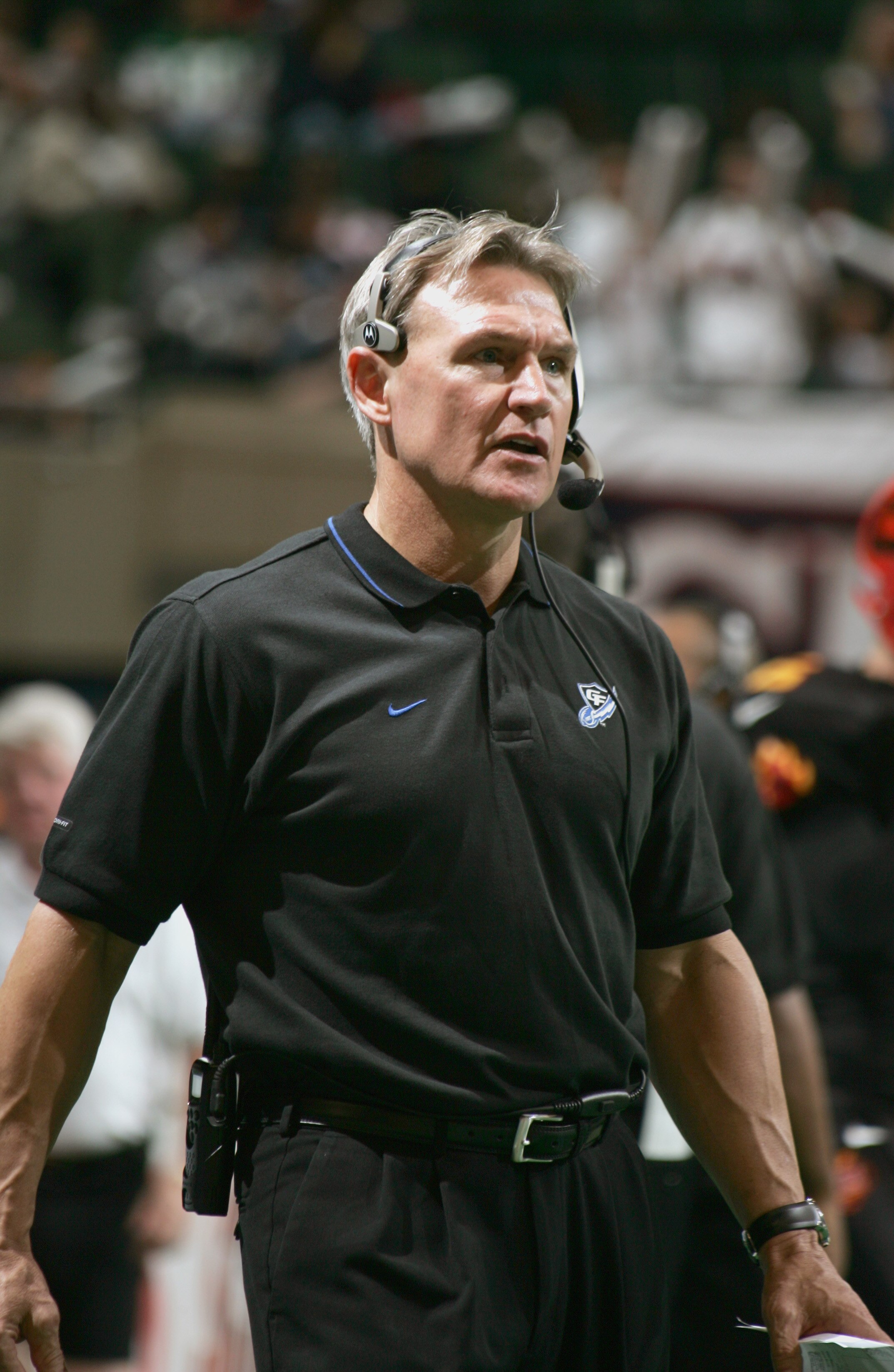 UNIONDALE, NY - MAY 6: Head coach Doug Plank of the Georgia Force looks on during the game against the New York Dragons on May 6, 2006 at Nassau Coliseum in Uniondale, New York (Photo by Mike Stobe /Getty Images)