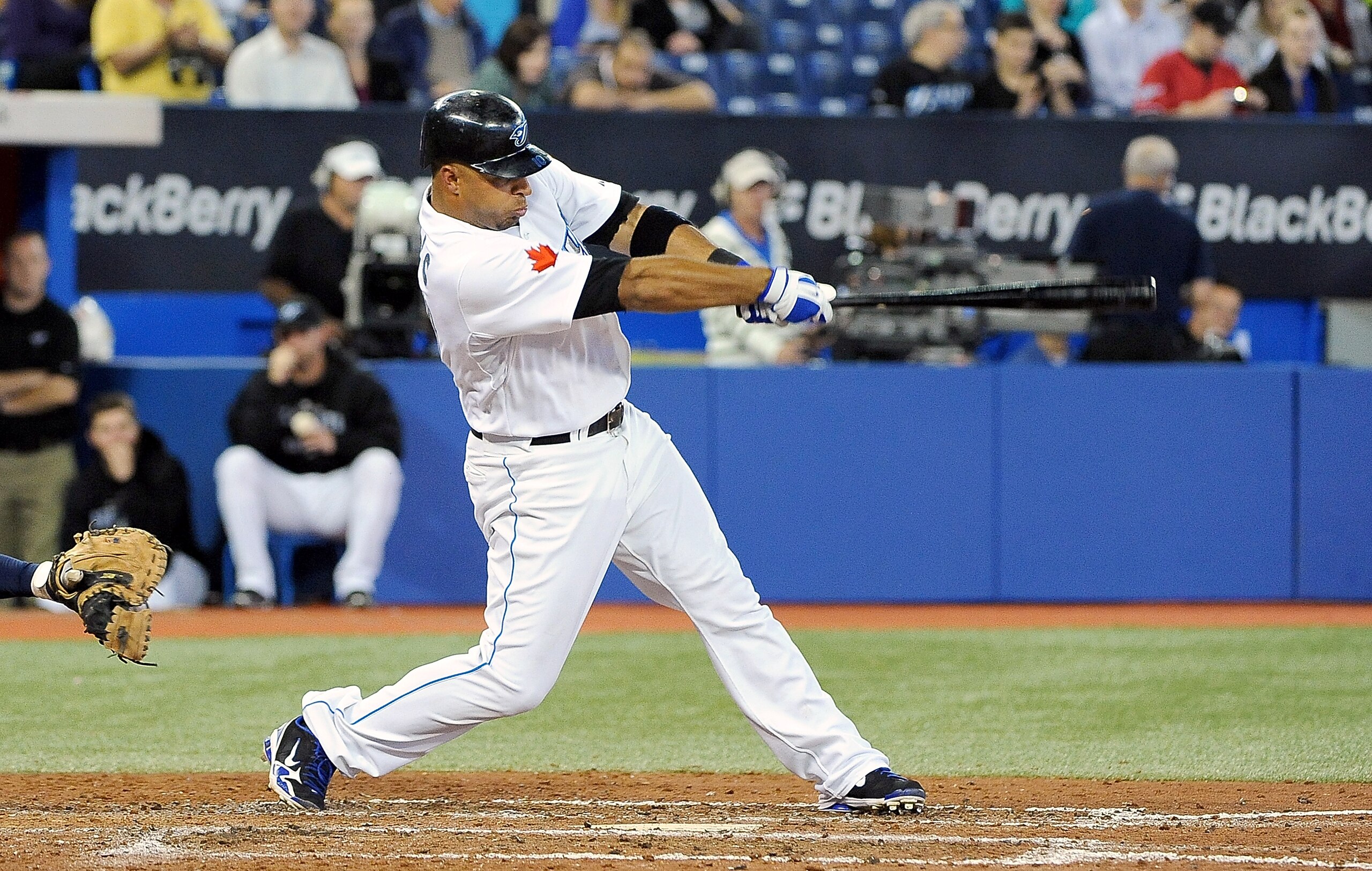 TORONTO, ON - SEPTEMBER 22: Vernon Wells #10 of the Toronto Blue Jays take a swing at this pitch during a game against the Seattle Mariners on September 22, 2010 at the Rogers Centre in Toronto, Canada. (Photo by Matthew Manor/Getty Images)