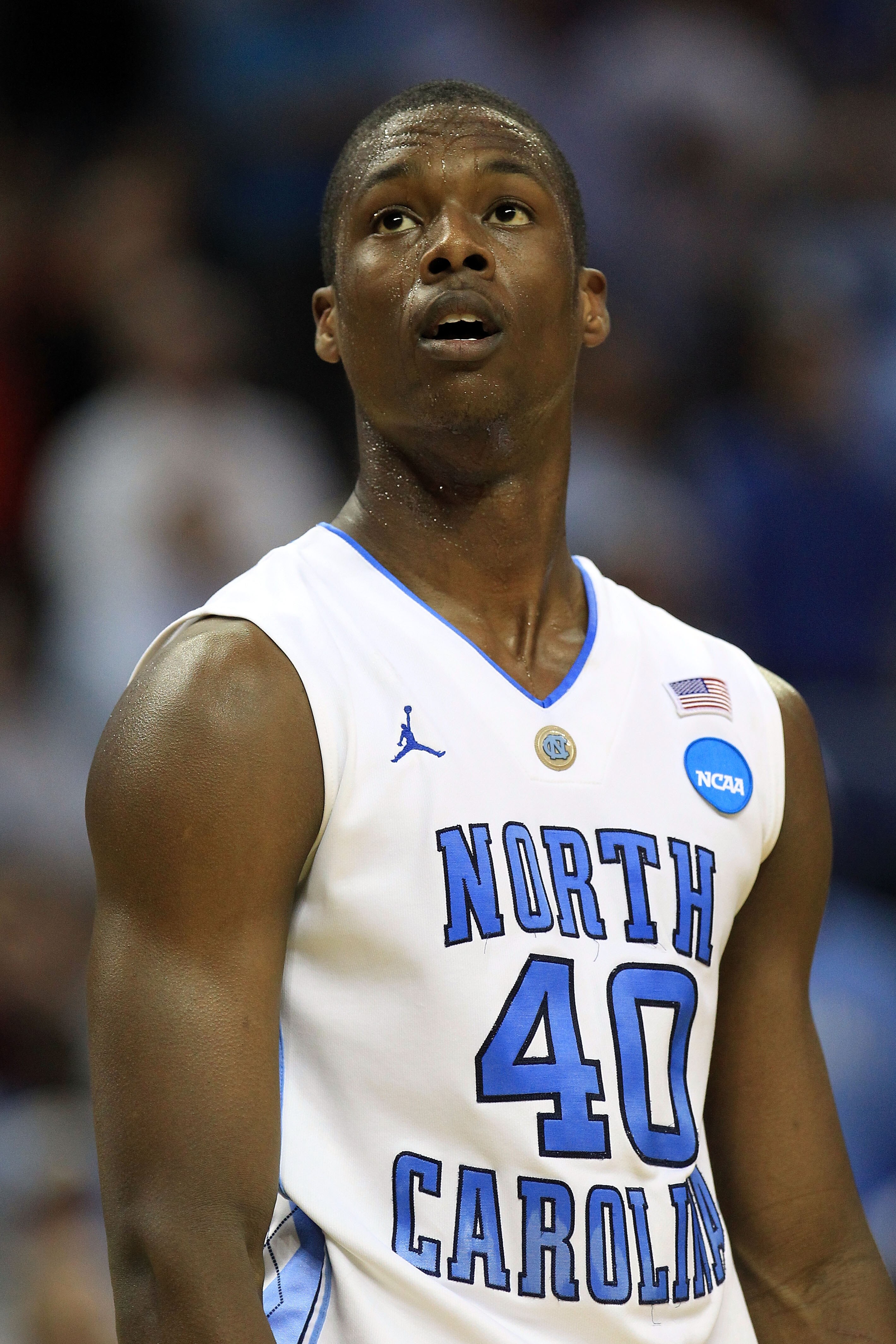 CHARLOTTE, NC - MARCH 20:  Harrison Barnes #40 of the North Carolina Tar Heels looks on while taking on the Washington Huskies during the third round of the 2011 NCAA men's basketball tournament at Time Warner Cable Arena on March 20, 2011 in Charlotte, N
