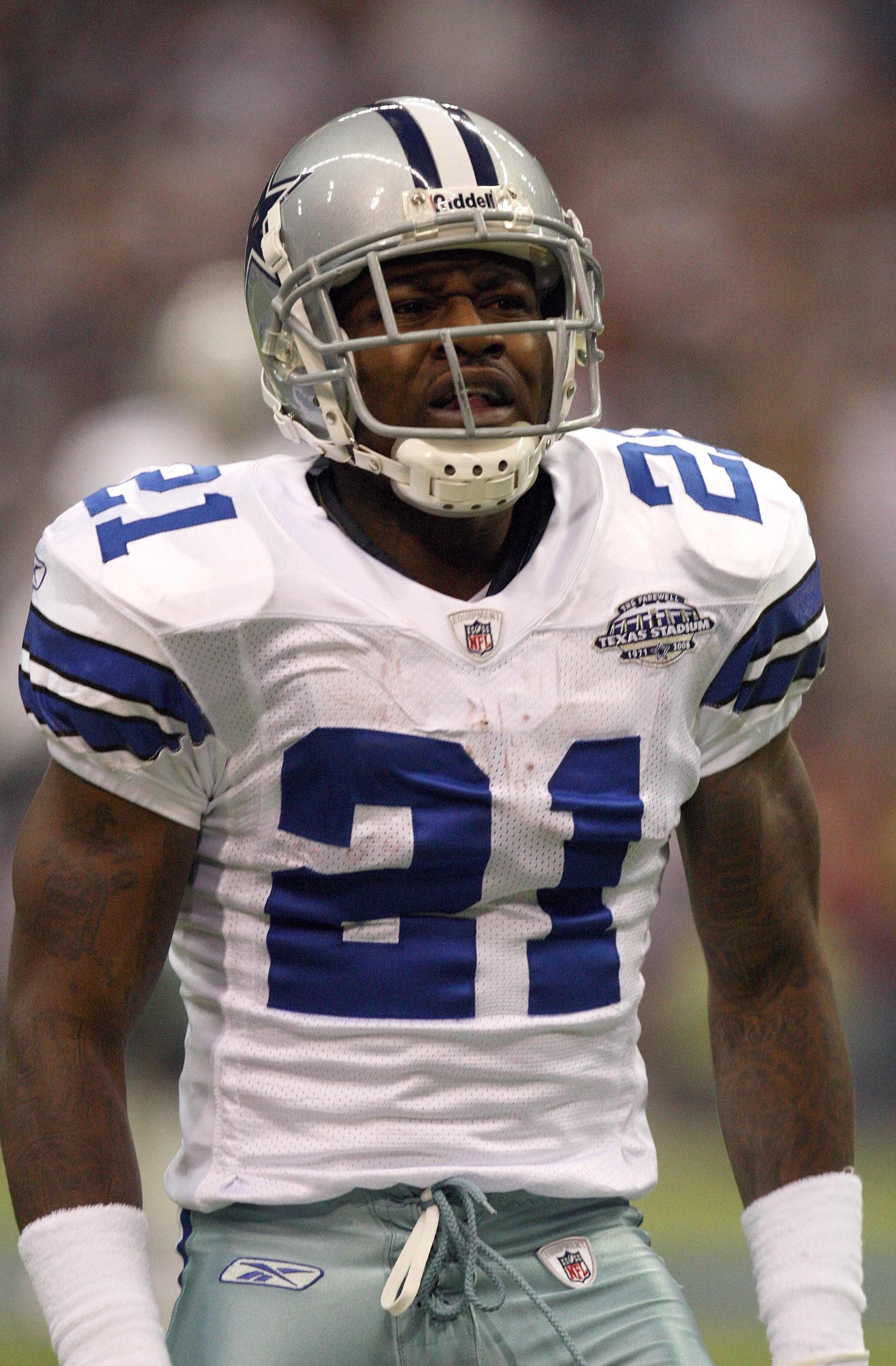 IRVING, TX - DECEMBER 20: Adam Jones #21of the Dallas Cowboys looks on during their NFL game against the Baltimore Ravens at Texas Stadium on December 20, 2008 in Irving, Texas. The Ravens defeated the Cowboys 33-24. (Photo by Ronald Martinez/Getty Image IRVING, TX - DECEMBER 20: Adam Jones #21of the Dallas Cowboys looks on during their NFL game against the Baltimore Ravens at Texas Stadium on December 20, 2008 in Irving, Texas. The Ravens defeated the Cowboys 33-24. (Photo by Ronald Martinez/Getty Image