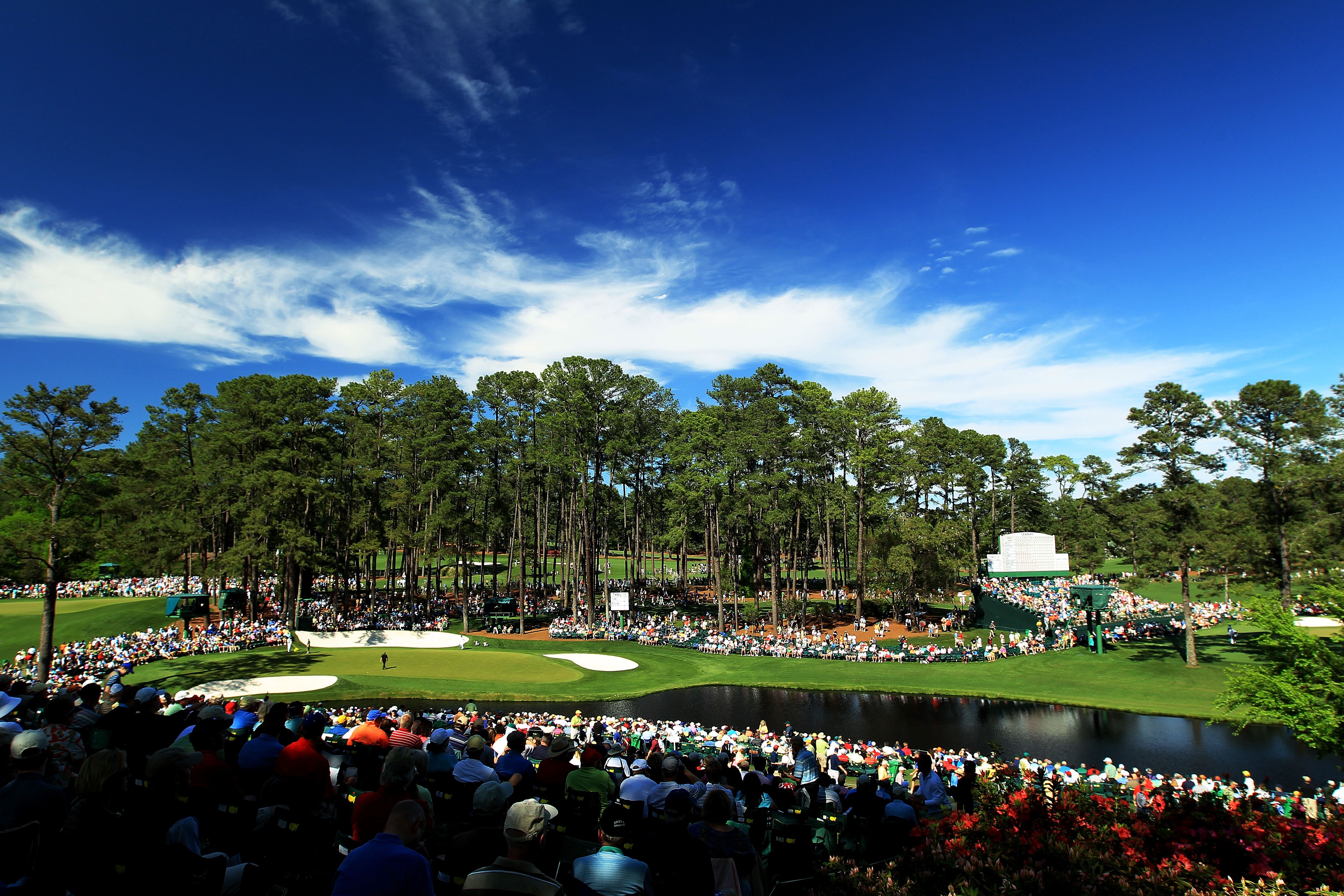 AUGUSTA, GA - APRIL 10:  (EDITORS NOTE: A polarizing filter was used for this image.)  A general view of the 16th hole is seen during the third round of the 2010 Masters Tournament at Augusta National Golf Club on April 10, 2010 in Augusta, Georgia.  (Pho